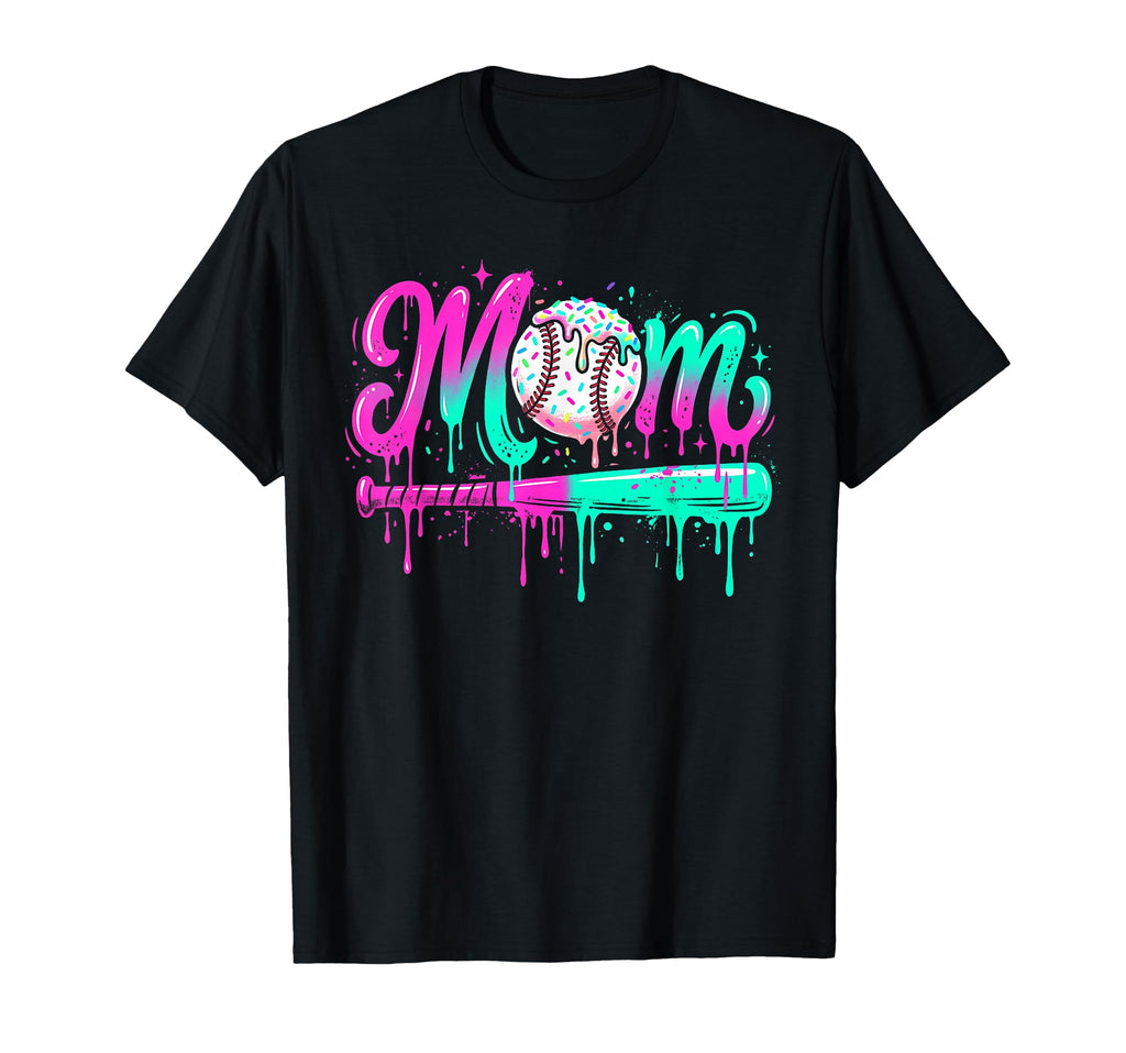 Baseball Mom Dripping Drip Ice Cream T-Shirt - Custom Art Print Men Women - T-Shirt, Sweatshirt, Hoodie