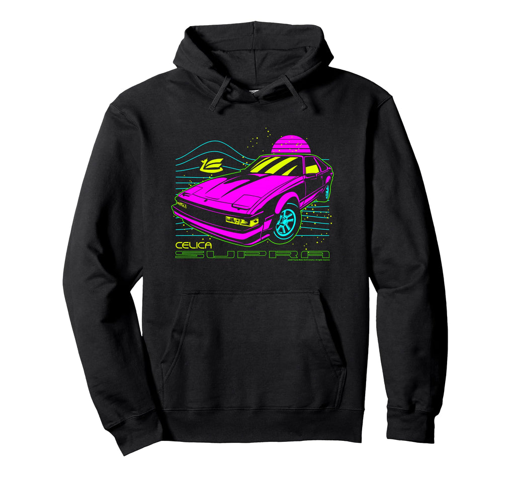 Toyota Iconic Celica Supra Neon 80S Vibe Hoodie - Graphic Print Men Women - T-Shirt, Sweatshirt, Hoodie