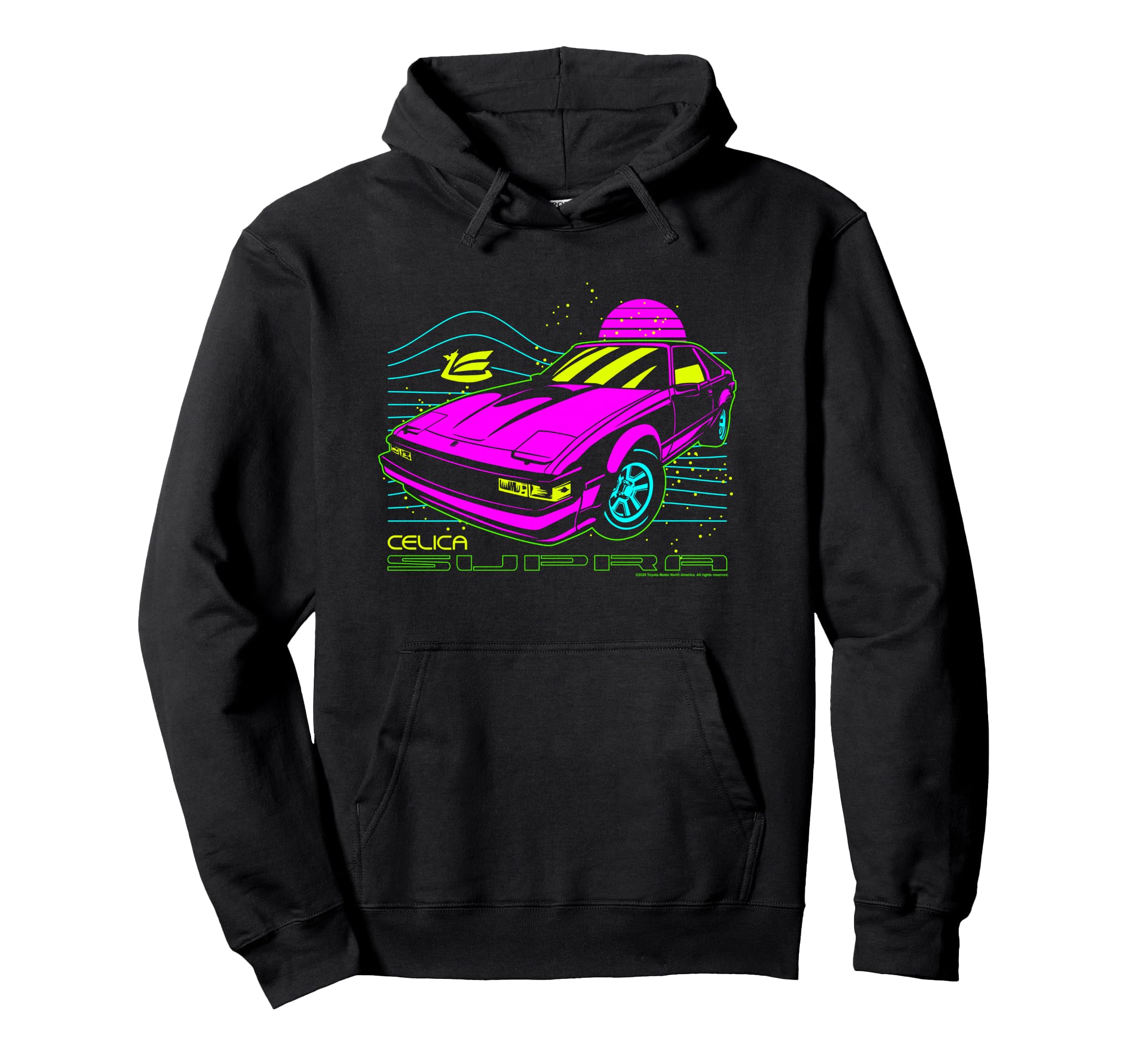 Toyota Iconic Celica Supra Neon 80S Vibe Hoodie - Graphic Print Men Women - T-Shirt, Sweatshirt, Hoodie