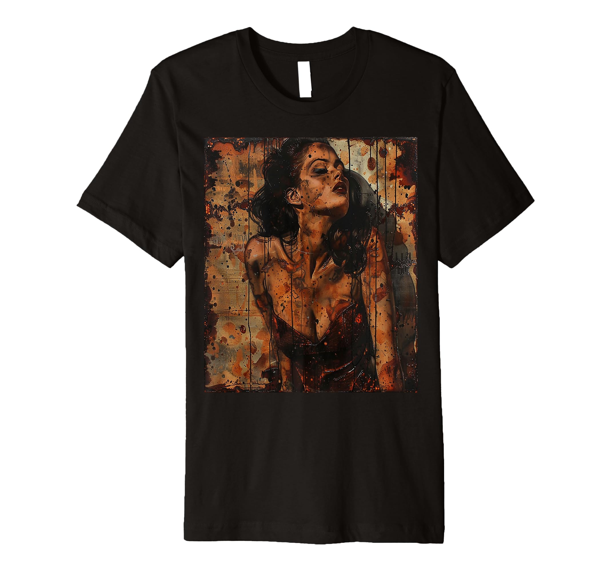 Distressed Pinup Fantasy Model Art T-Shirt - Minimalist Print for Adults - T-Shirt, Sweatshirt, Hoodie