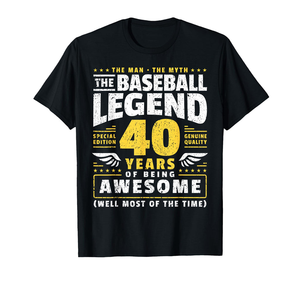 40Th Birthday Baseballer 40 Years Old T-Shirt - Aesthetic Graphic Unisex - T-Shirt, Sweatshirt, Hoodie