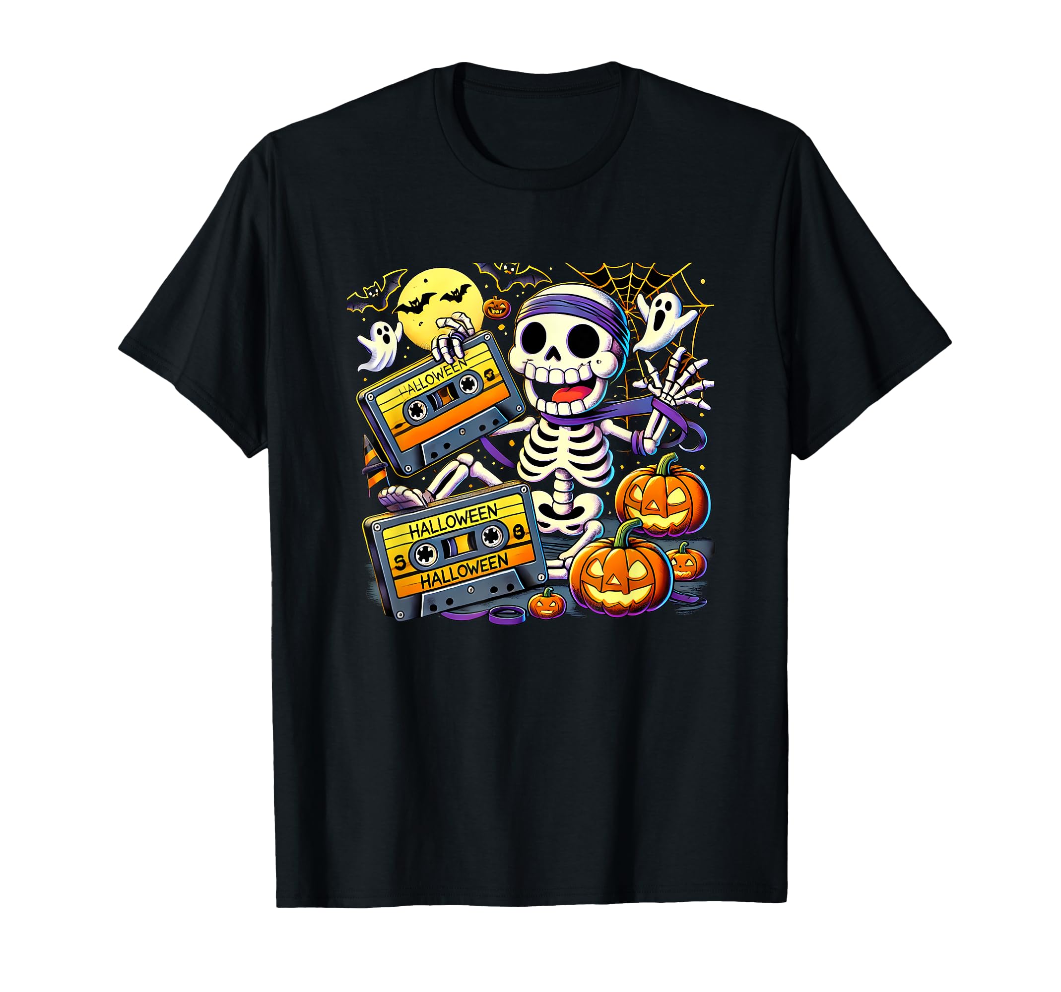 Halloween Skeleton Cassette Tape T-Shirt - Aesthetic Graphic Men Women - T-Shirt, Sweatshirt, Hoodie