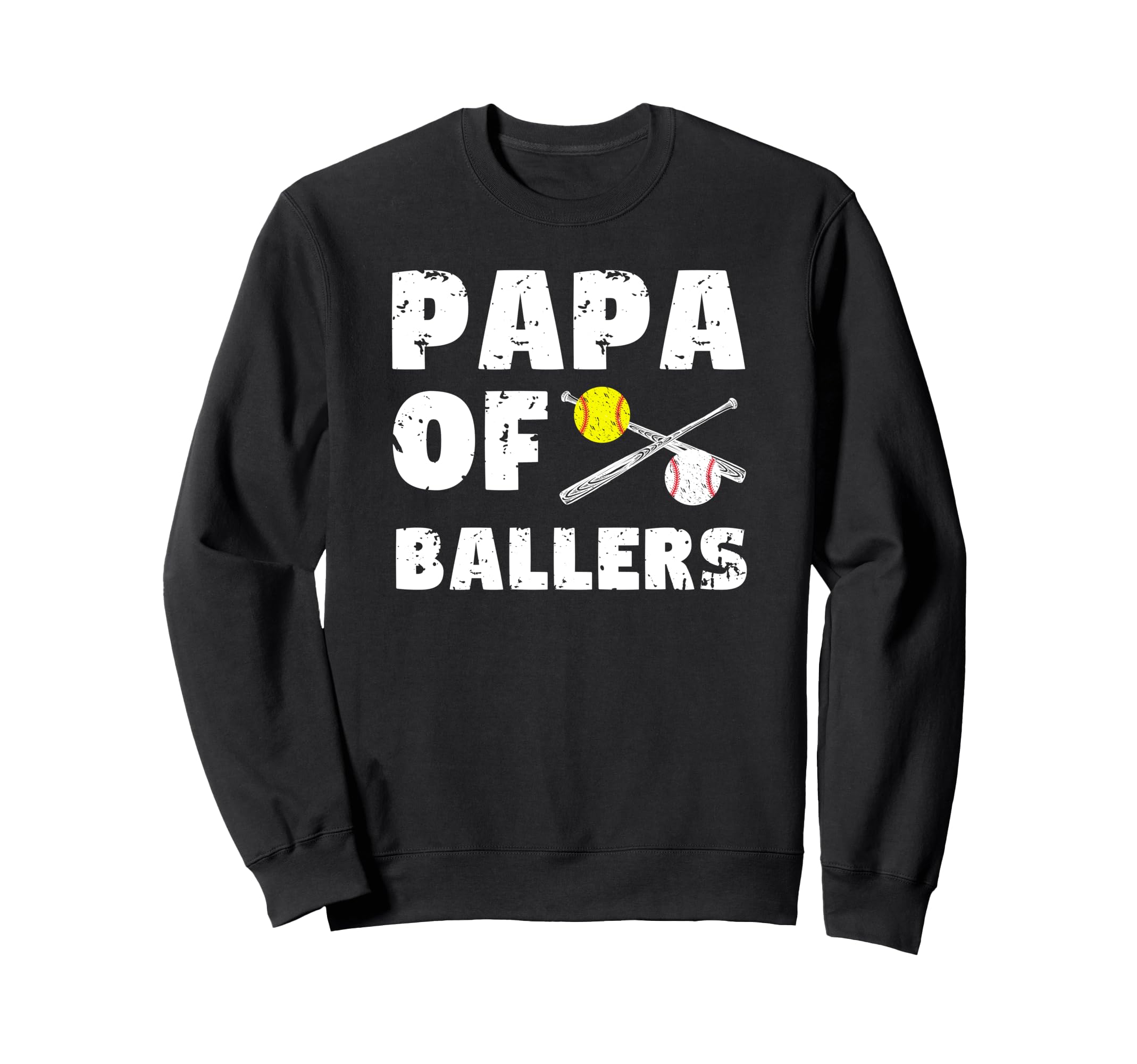 Papa Ballers Softball Baseball Papa Sweatshirt - Aesthetic Graphic Unisex - T-Shirt, Sweatshirt, Hoodie