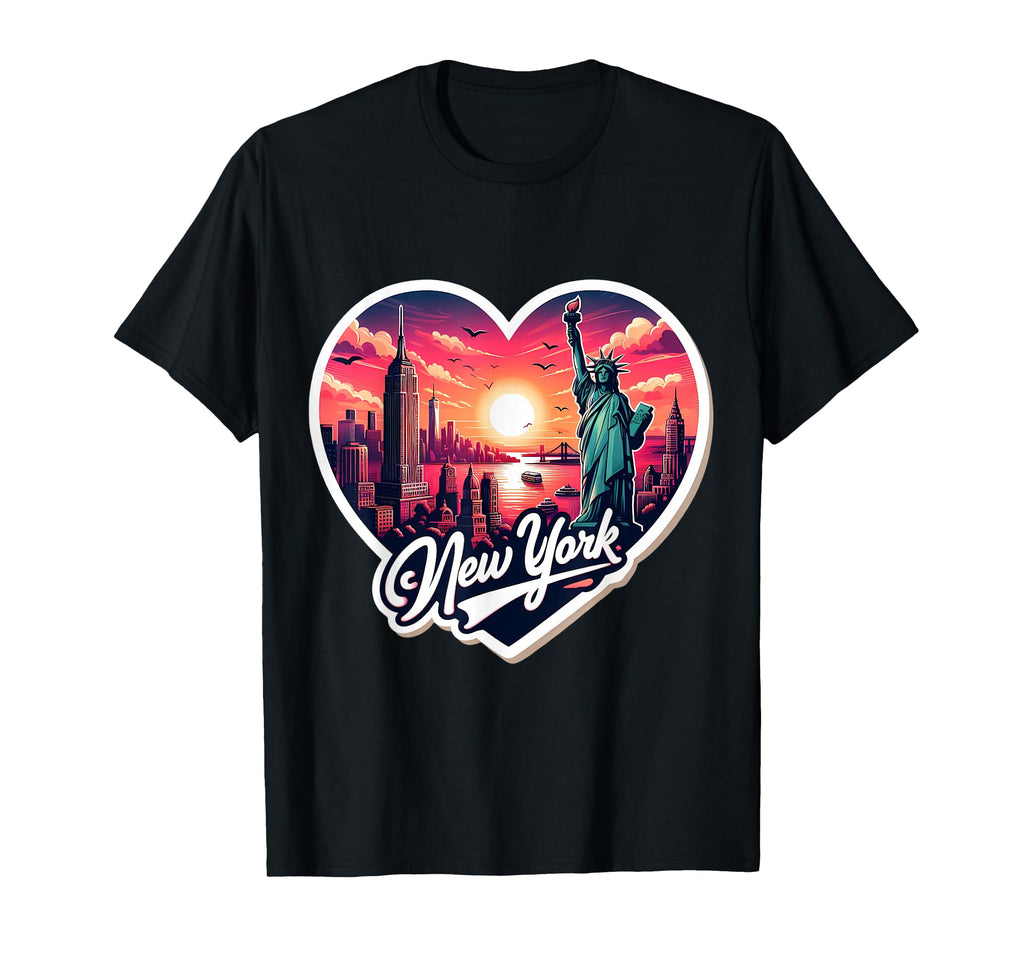 I Love New York Heart Ny City Lover Sunset T-Shirt - Graphic Print Unisex - T-Shirt, Sweatshirt, Hoodie