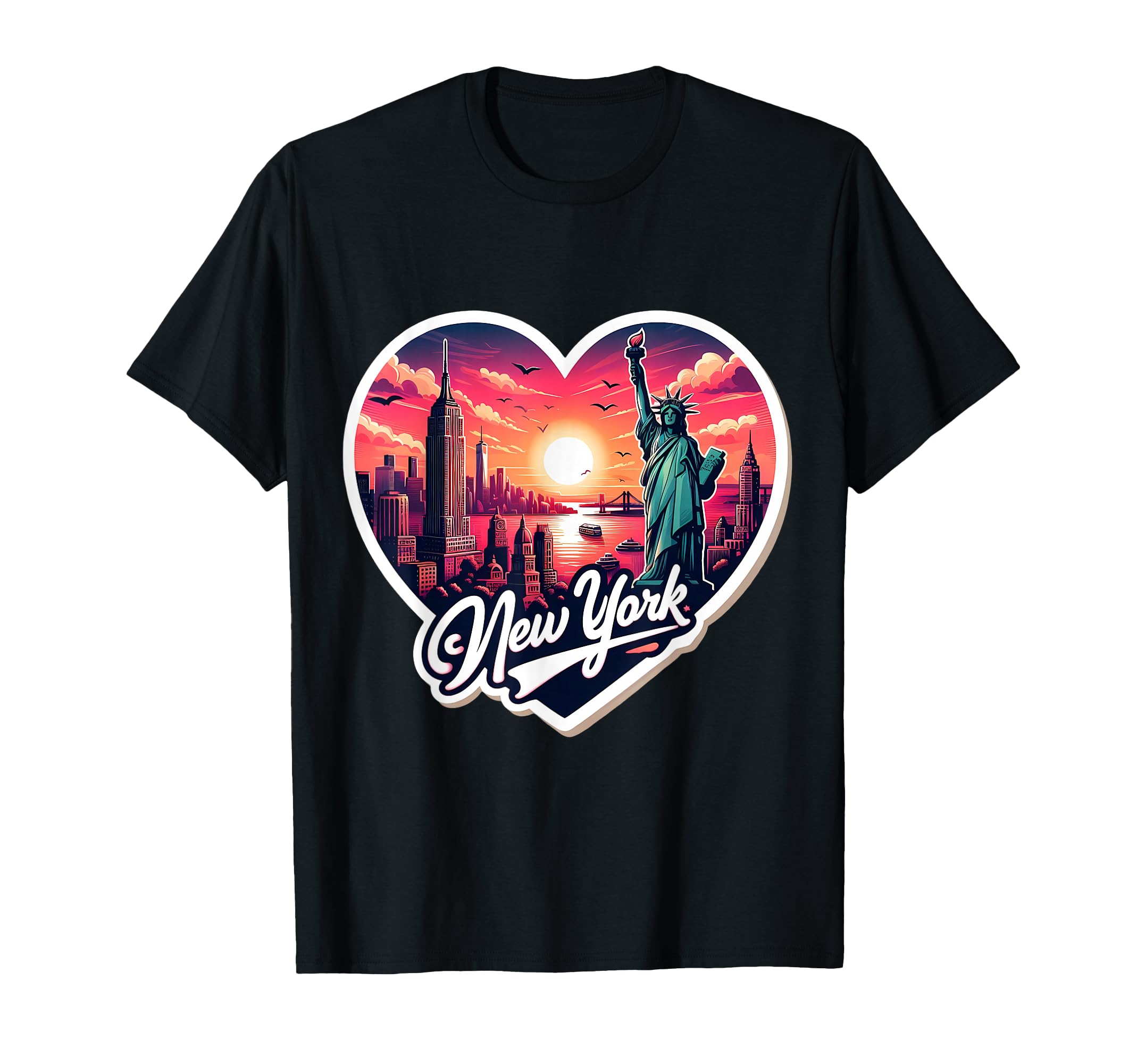 I Love New York Heart Ny City Lover Sunset T-Shirt - Graphic Print Unisex - T-Shirt, Sweatshirt, Hoodie