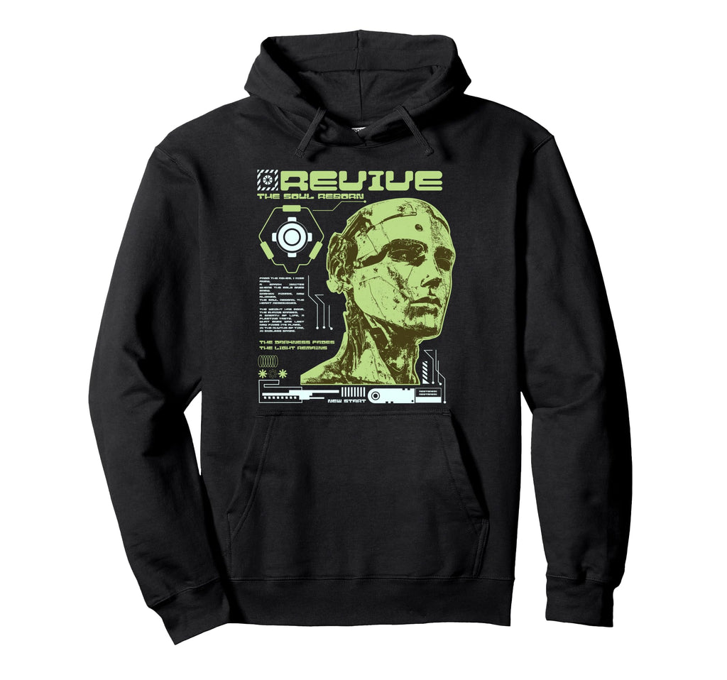 Y2K Revive Robot Bold Urban Graffiti Hoodie - Custom Art Print for Adults - T-Shirt, Sweatshirt, Hoodie