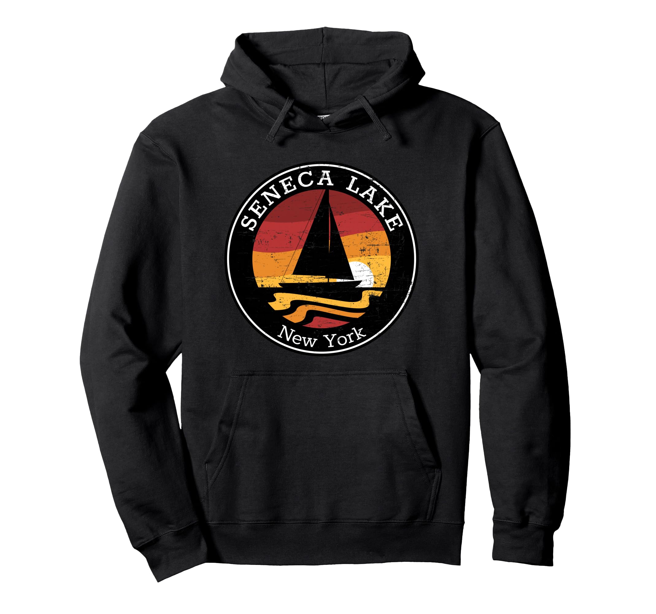Seneca Lake New York Sunset Sailing Hoodie - Fun Novelty Design Men Women - T-Shirt, Sweatshirt, Hoodie