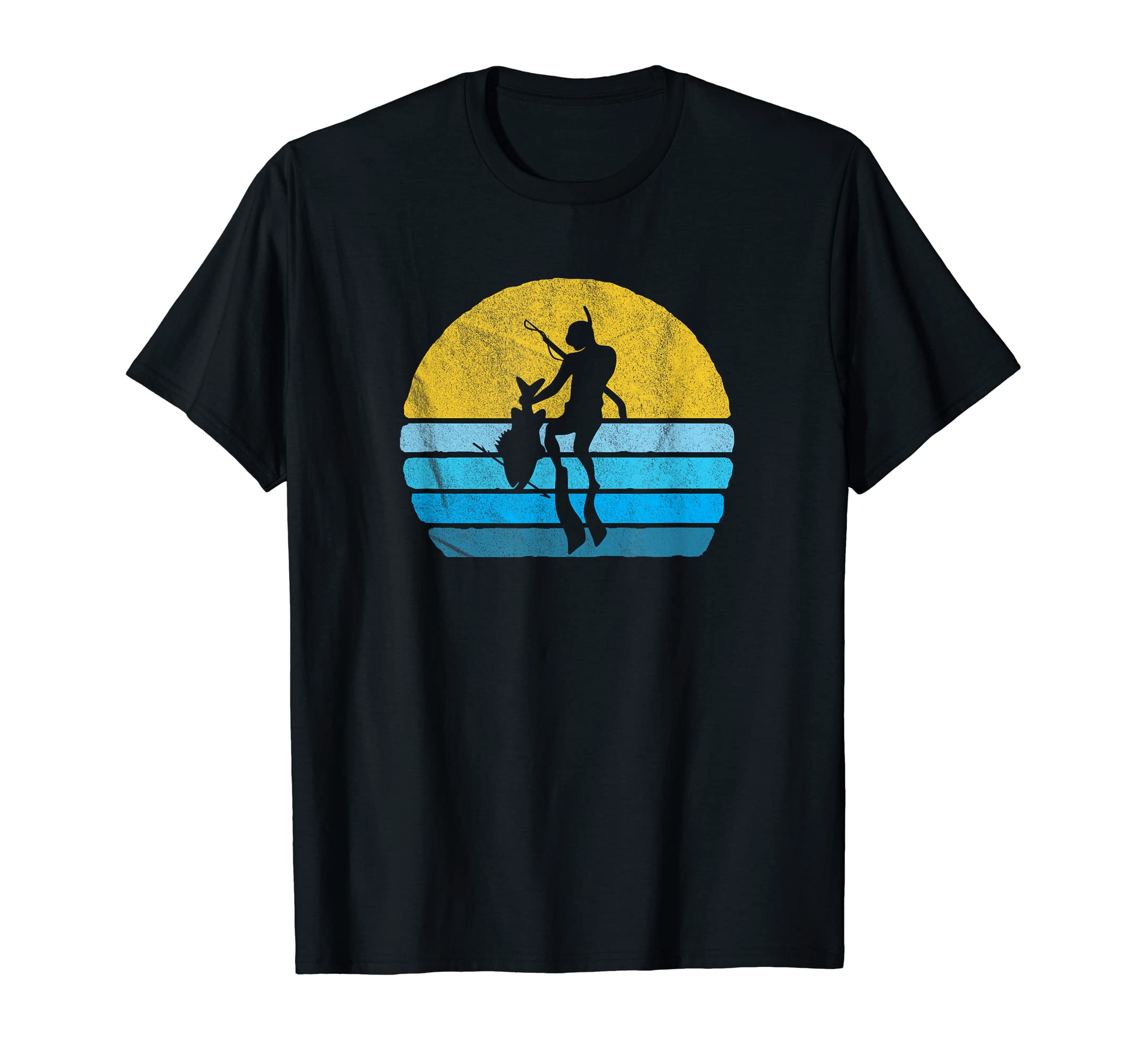 Spearfishing Silhouette Distressed T-Shirt - Unique Graphic for Adults - T-Shirt, Sweatshirt, Hoodie