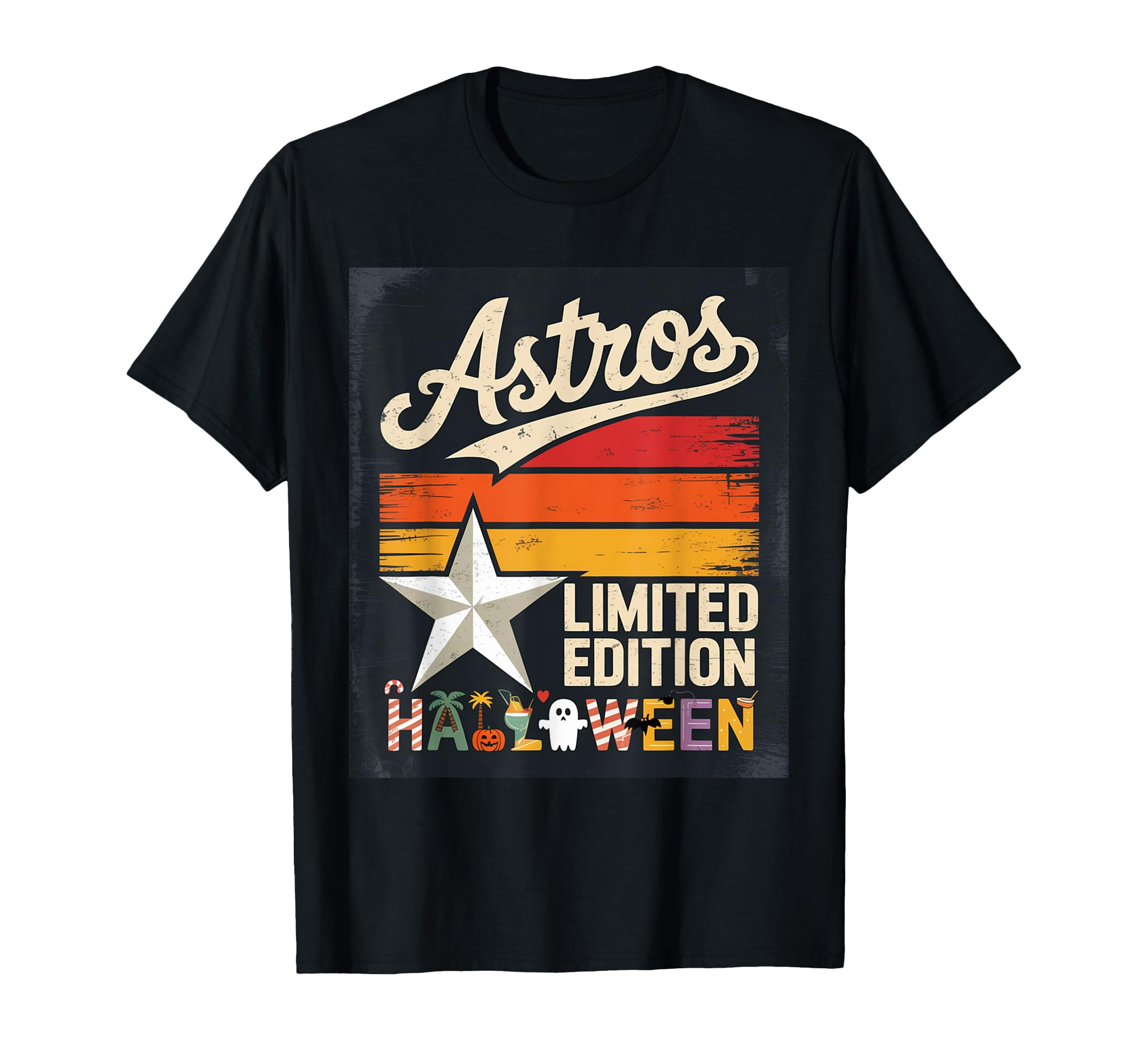 Astros Halloween Sunset Star Spooky T-Shirt - Trendy Graphic for Adults - T-Shirt, Sweatshirt, Hoodie