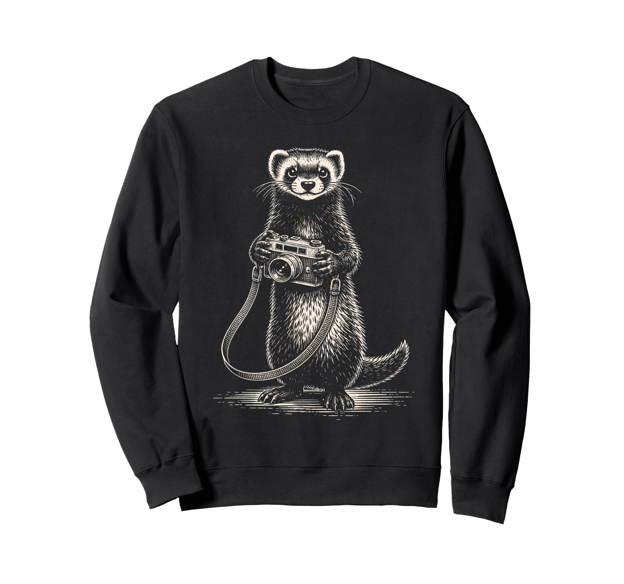 Ferret Photographer Camera Sweatshirt - Custom Art Print for Adults - T-Shirt, Sweatshirt, Hoodie