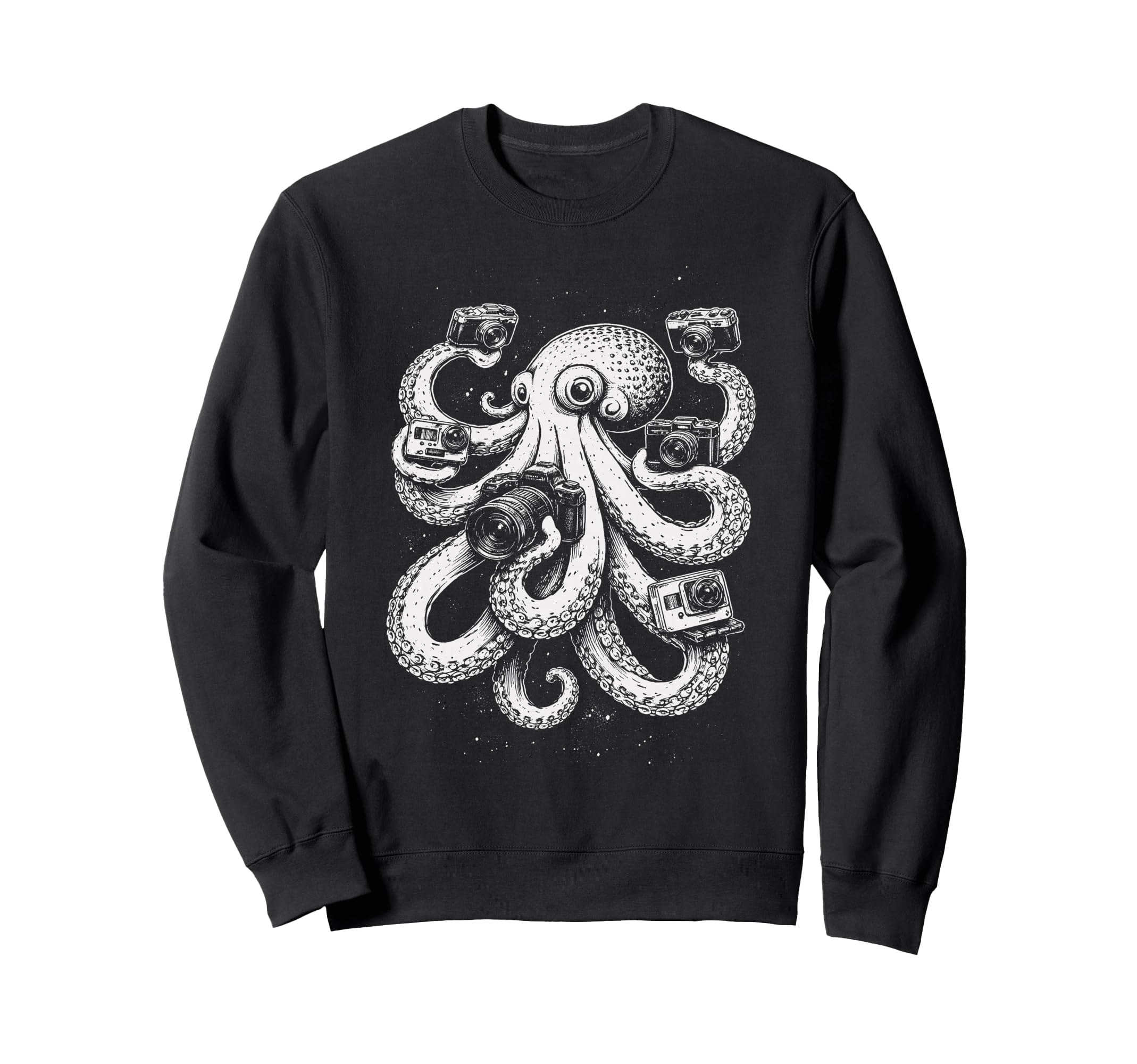 Octopus Photographer Camera Art Sweatshirt - Novelty Apparel Men Women - T-Shirt, Sweatshirt, Hoodie