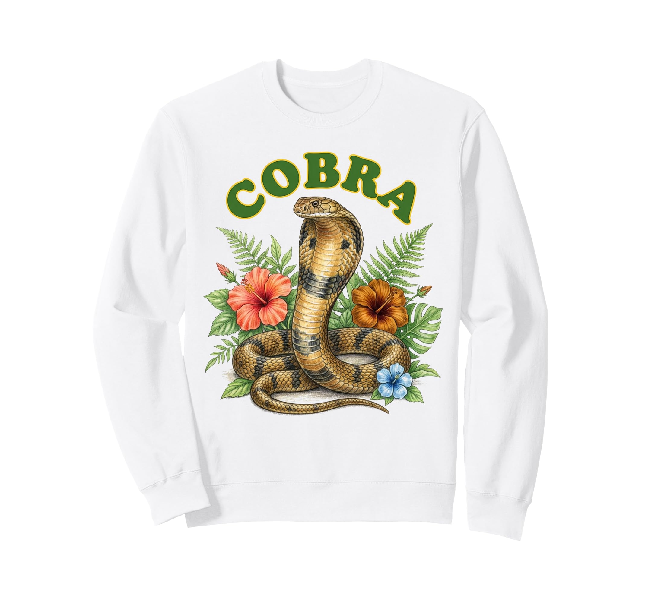 Cobra Groovy Floral Cobra Watercolor Sweatshirt - Aesthetic Graphic Unisex - T-Shirt, Sweatshirt, Hoodie