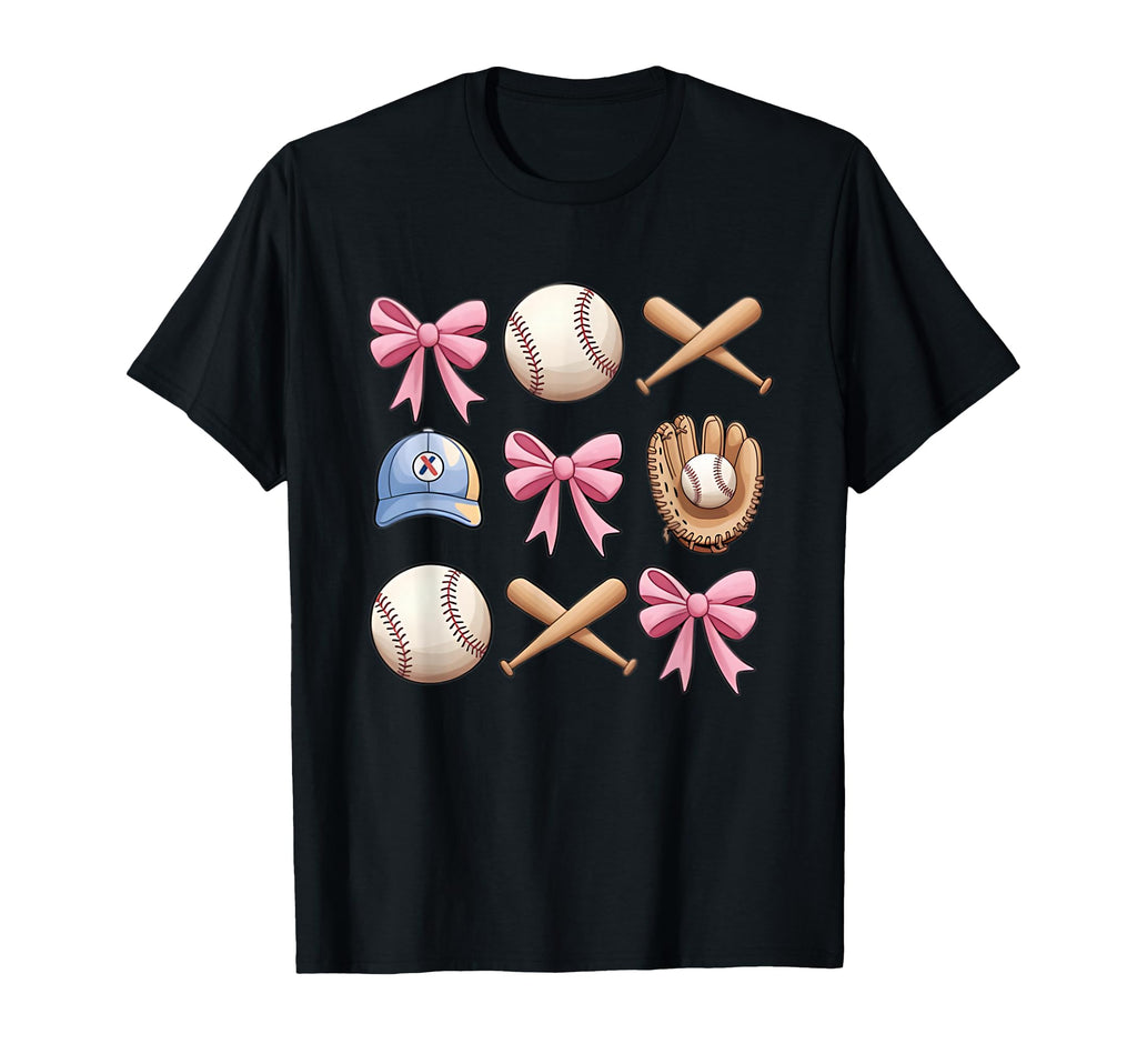 Baseball Coquette Bow Mom Sister T-Shirt - Novelty Apparel Men Women - T-Shirt, Sweatshirt, Hoodie