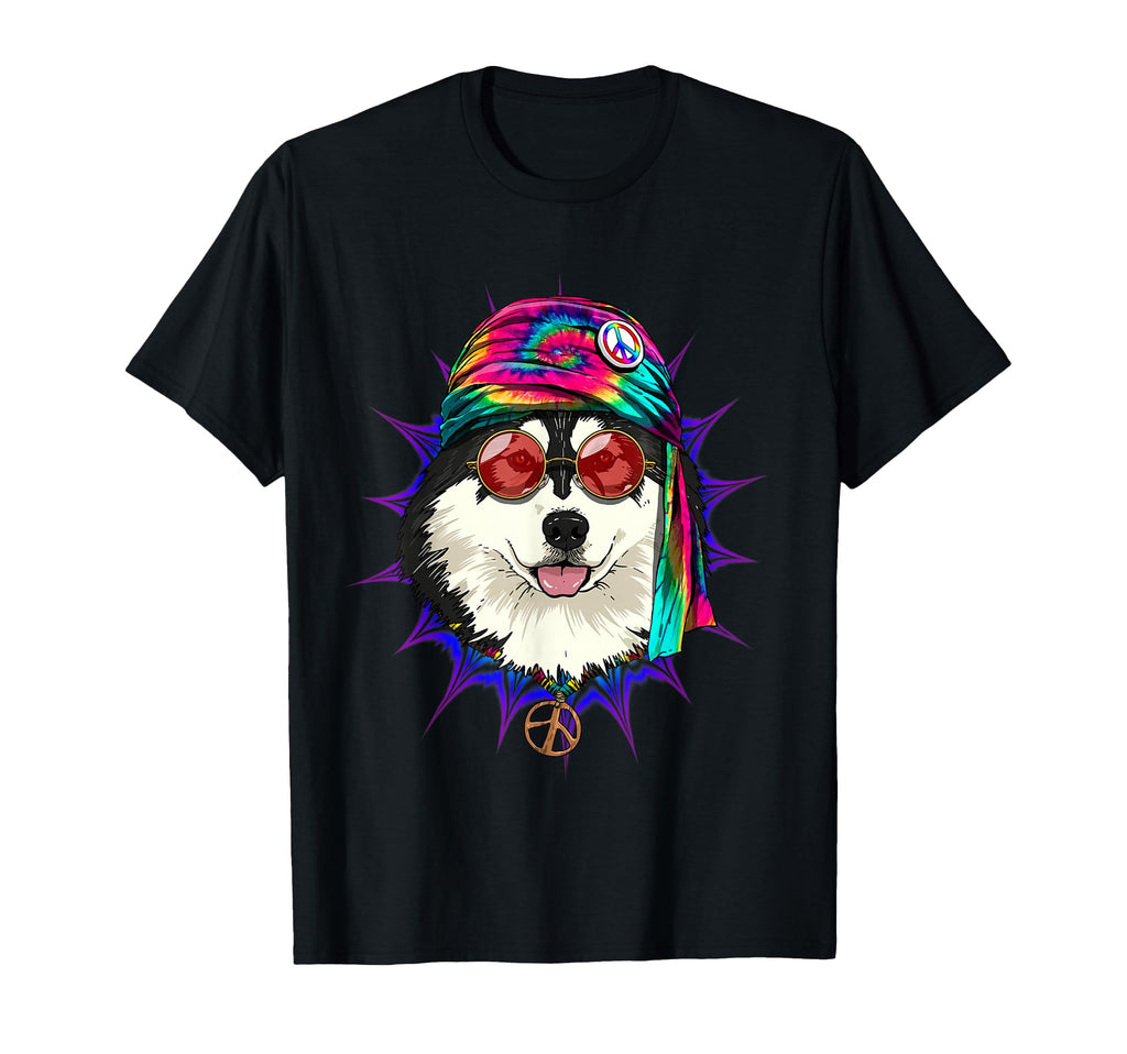 Tie Dye Hippie Alaskan Malamute T-Shirt - Minimalist Print for Adults - T-Shirt, Sweatshirt, Hoodie