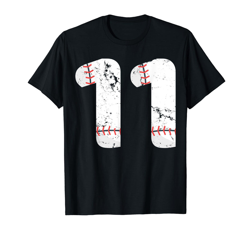 Number 11 Baseball Distressed Team T-Shirt - Minimalist Print Unisex - T-Shirt, Sweatshirt, Hoodie