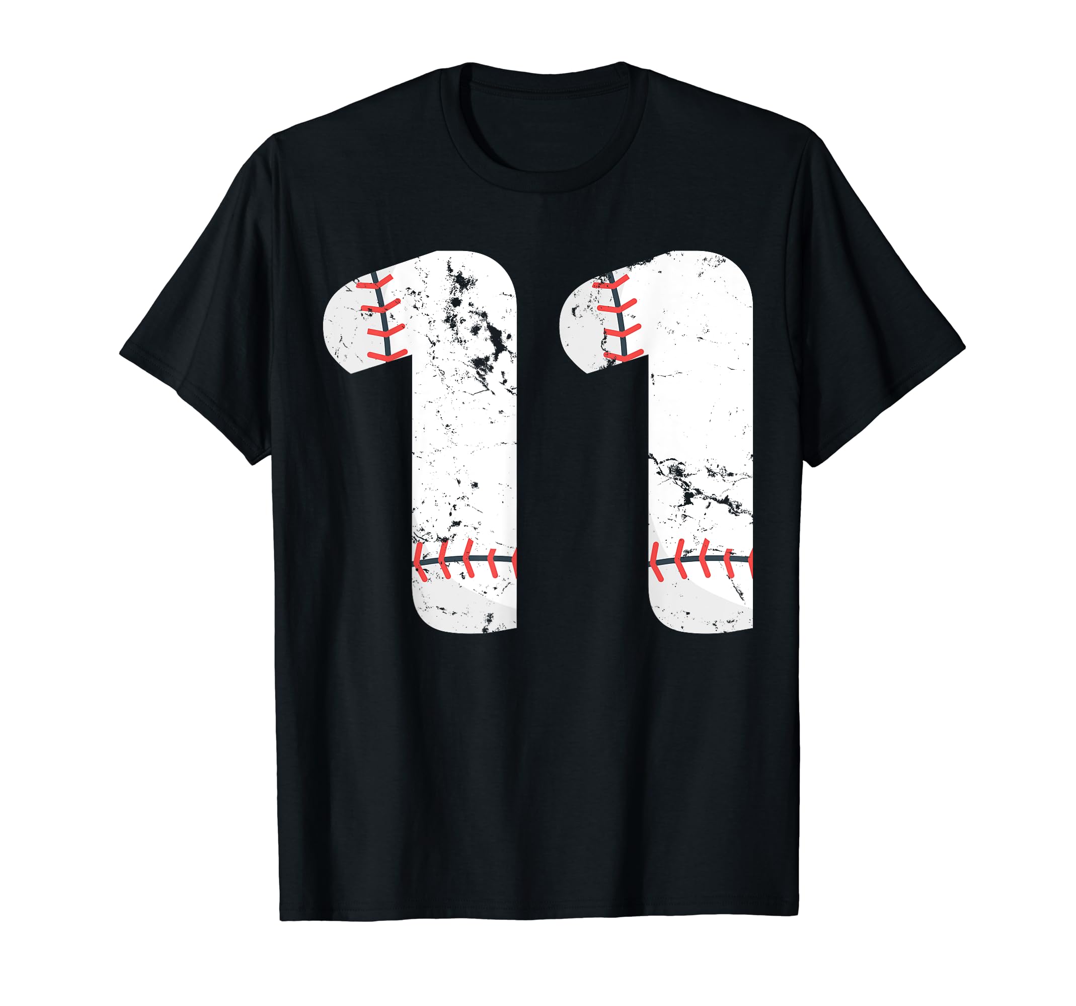 Number 11 Baseball Distressed Team T-Shirt - Minimalist Print Unisex - T-Shirt, Sweatshirt, Hoodie
