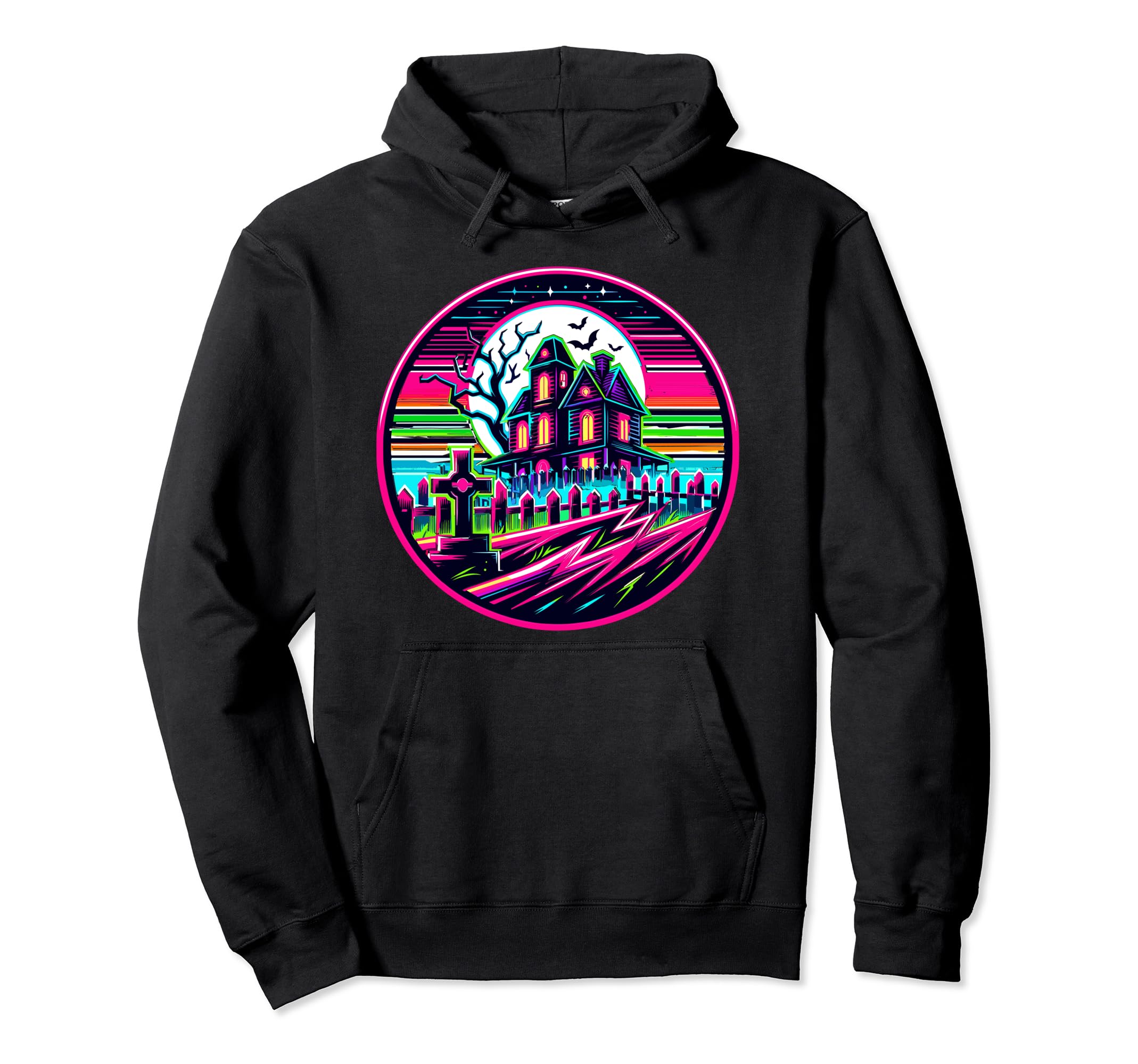 Neon Nightmare 80S Horror Haunt Hoodie - Fun Novelty Design Men Women - T-Shirt, Sweatshirt, Hoodie