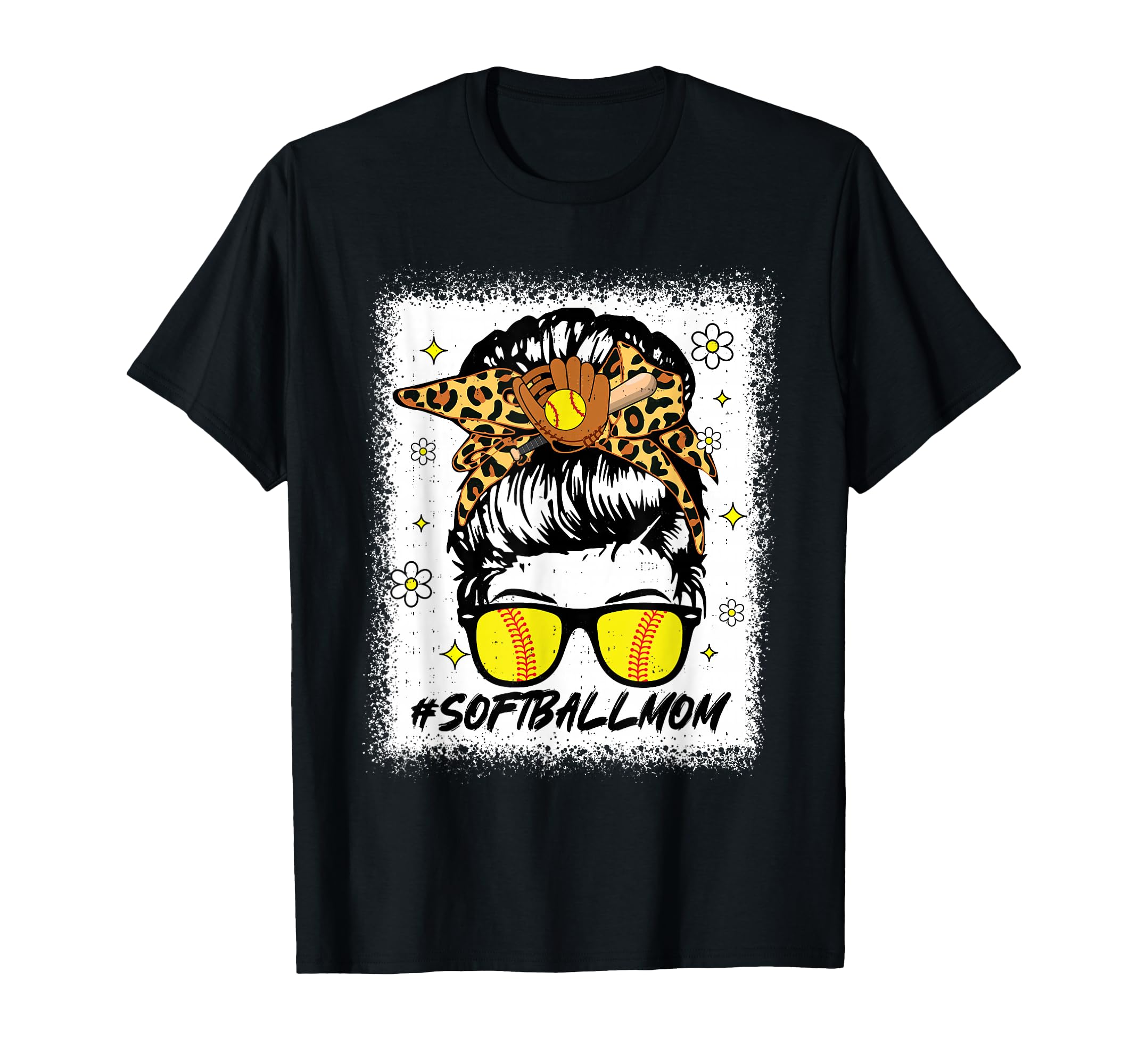 Bleached Softball Mom Cheer Mama T-Shirt - Minimalist Print for Adults - T-Shirt, Sweatshirt, Hoodie