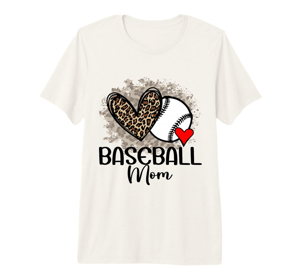 Baseball Mom Funny Leopard Heart T-Shirt - Fun Novelty Design for Adults - T-Shirt, Sweatshirt, Hoodie
