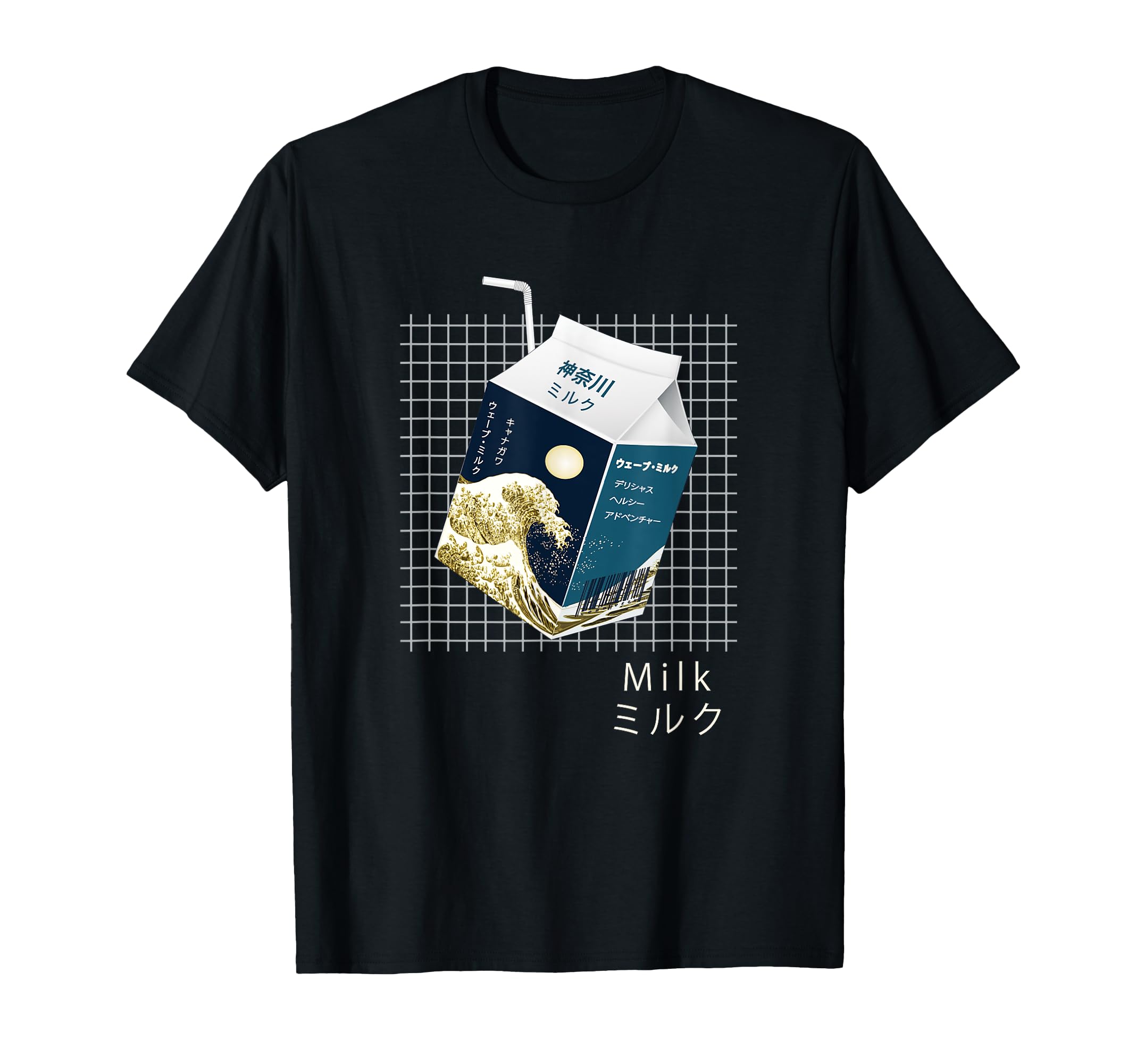 Kanagawa Big Wave Milk Vaporwave T-Shirt - Trendy Graphic Men Women - T-Shirt, Sweatshirt, Hoodie