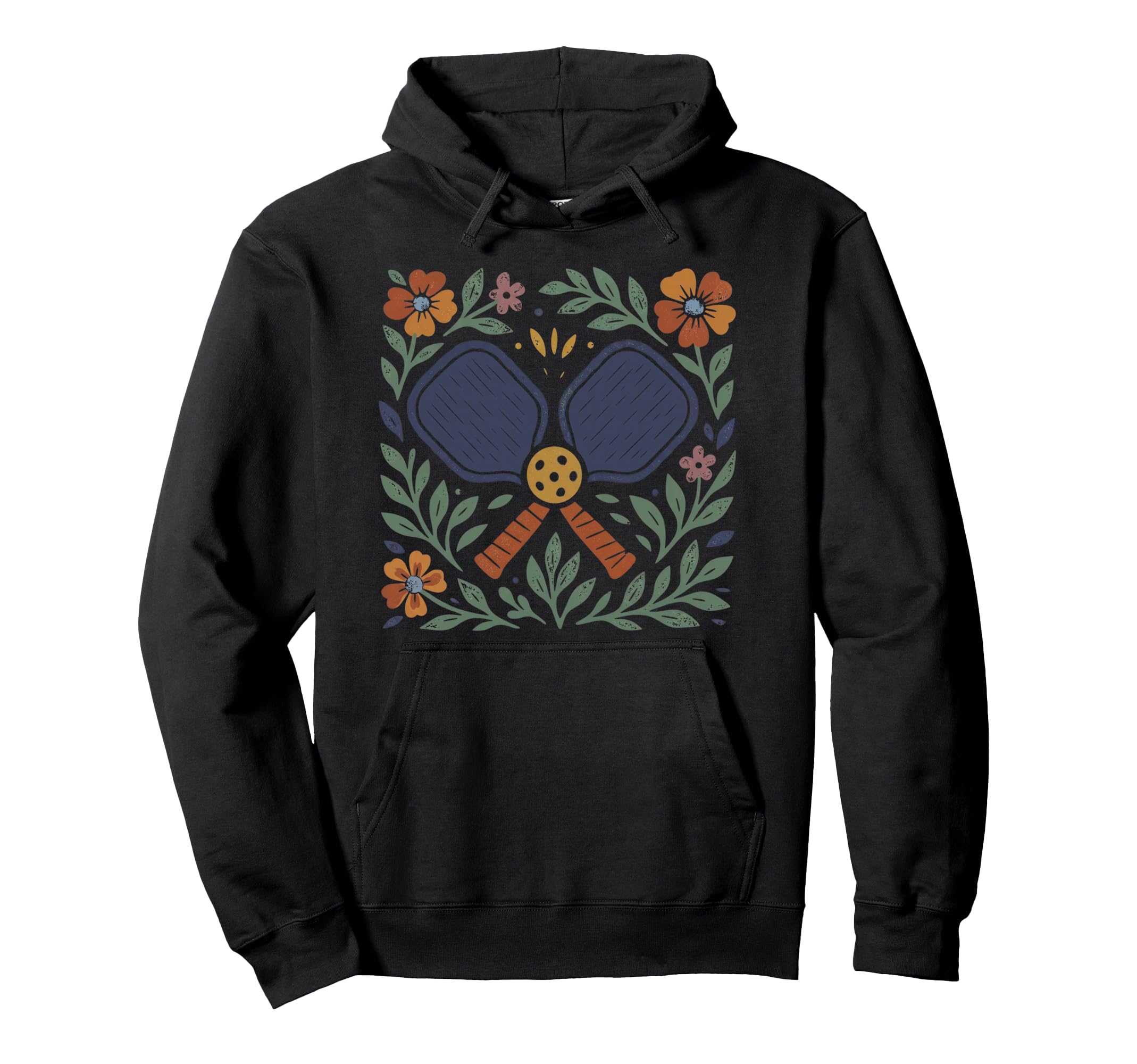Boho Folk Art Pickleball Pickleballer Hoodie - Aesthetic Graphic Men Women - T-Shirt, Sweatshirt, Hoodie