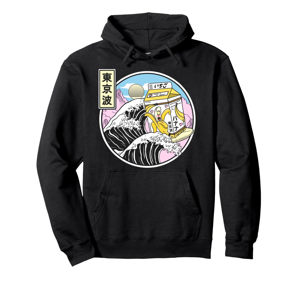 Surfing Banana Milk Carton Kanagawa Wave Hoodie - Trendy Graphic Unisex - T-Shirt, Sweatshirt, Hoodie