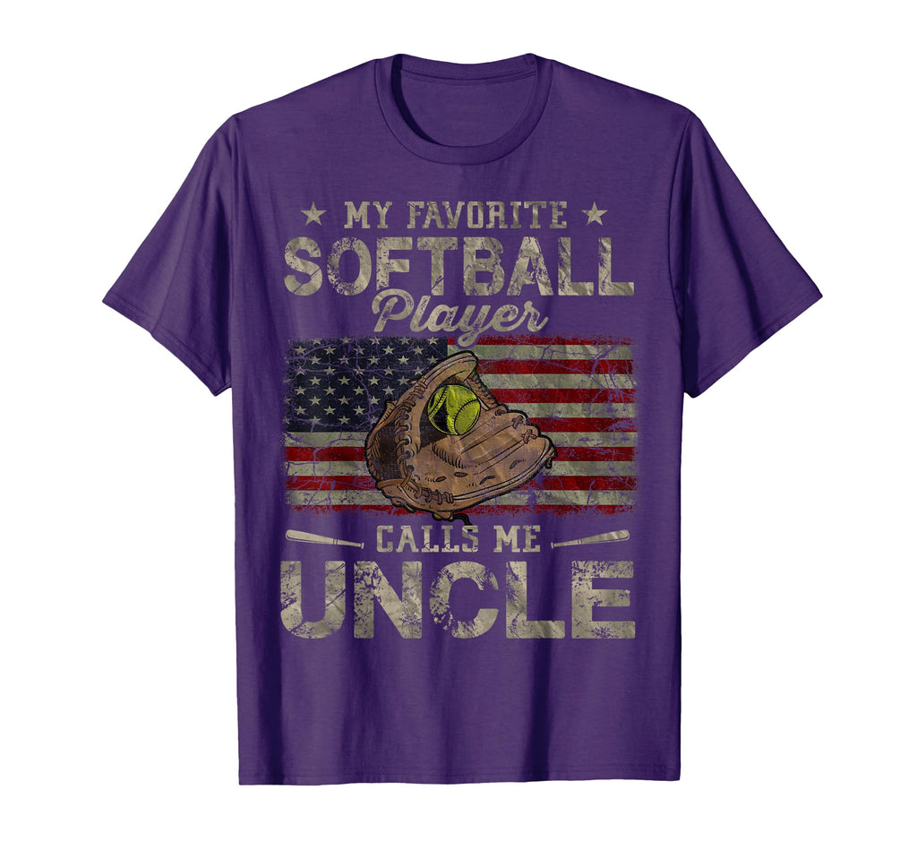 My Favorite Softball Player Calls Me Uncle T-Shirt - Graphic Print Unisex - T-Shirt, Sweatshirt, Hoodie