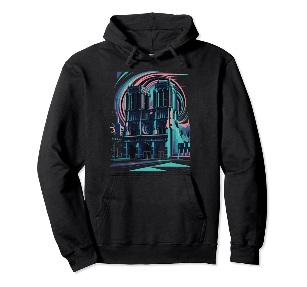 Notre Dame Vaporwave Aesthetic Hoodie - Casual Everyday Wear Unisex - T-Shirt, Sweatshirt, Hoodie