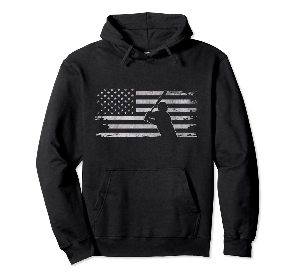 American Flag Baseball Baseball Hoodie - Unique Graphic Men Women - T-Shirt, Sweatshirt, Hoodie