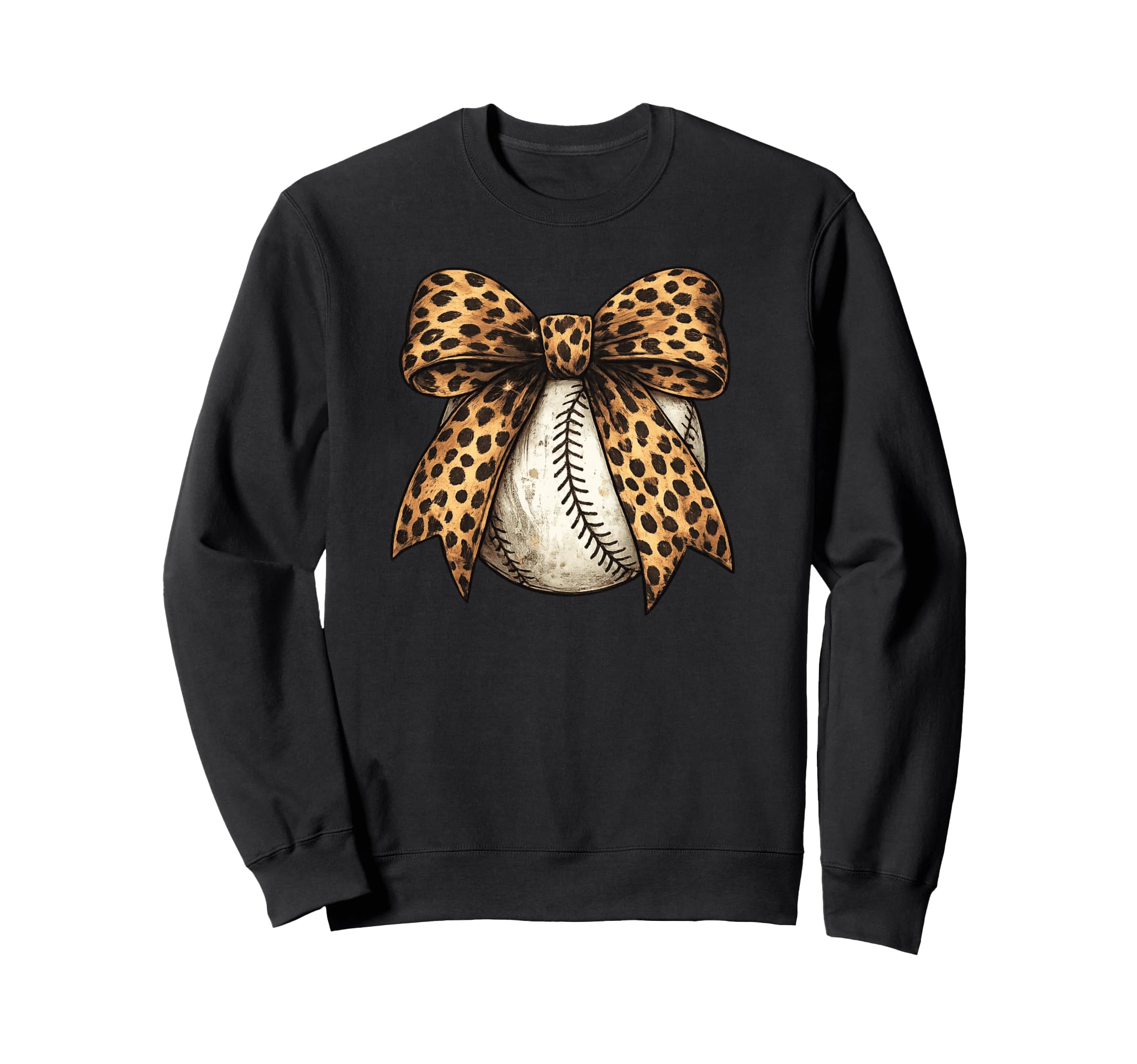 Leopard Baseball Bow Baseball Mom Sweatshirt - Casual Everyday Wear Unisex - T-Shirt, Sweatshirt, Hoodie