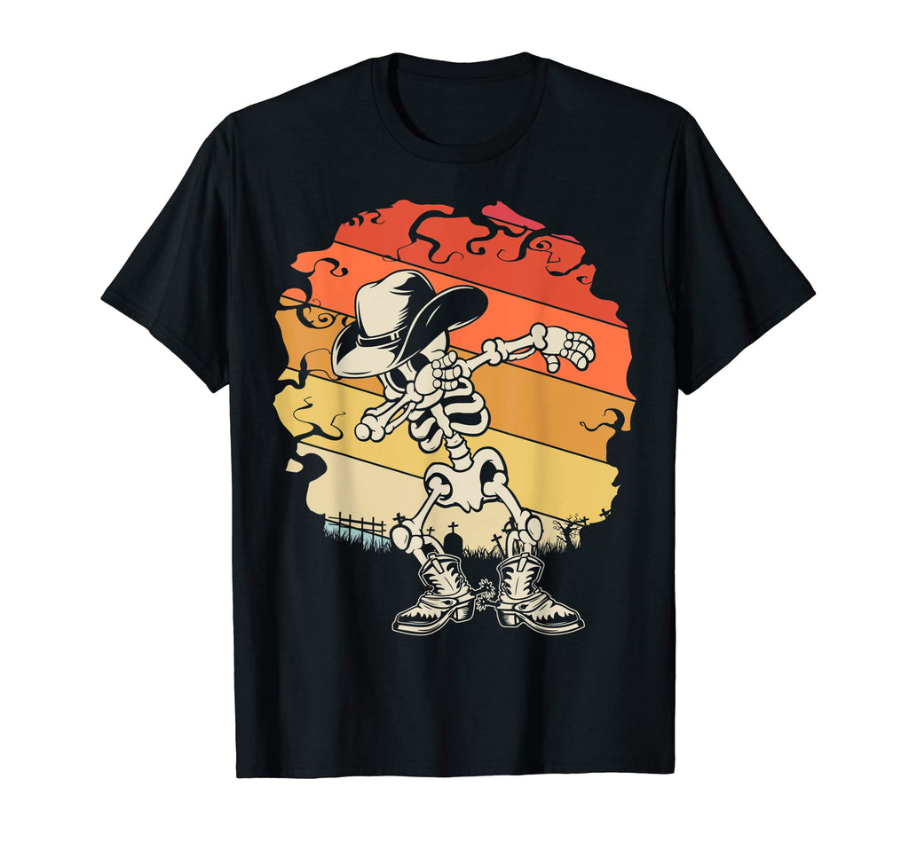 Dabbing Cowboy Halloween Skeleton T-Shirt - Aesthetic Graphic Men Women - T-Shirt, Sweatshirt, Hoodie