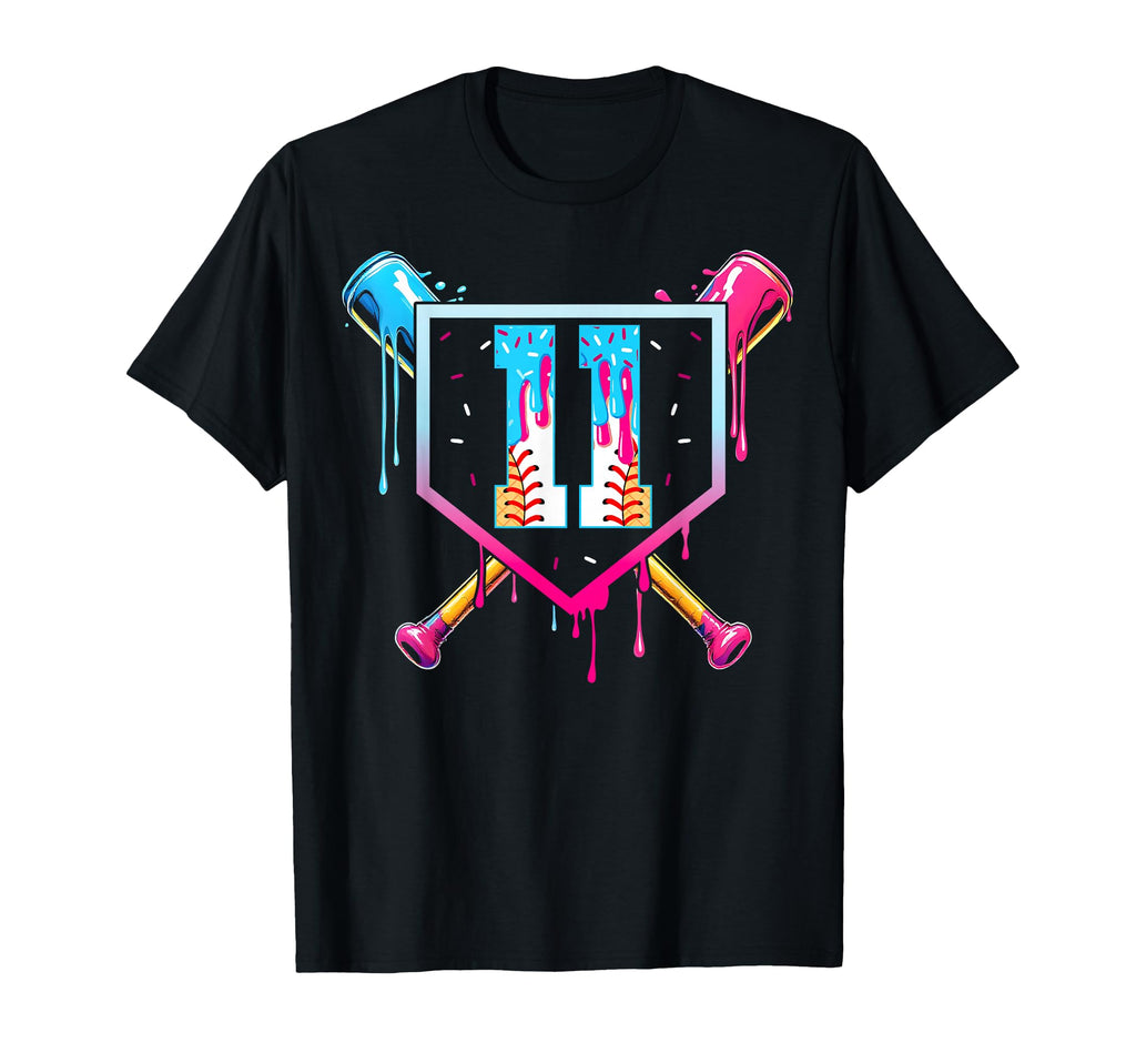 Baseball 11 Year Old Ice Cream Drip 11Th T-Shirt - Minimalist Print Unisex - T-Shirt, Sweatshirt, Hoodie