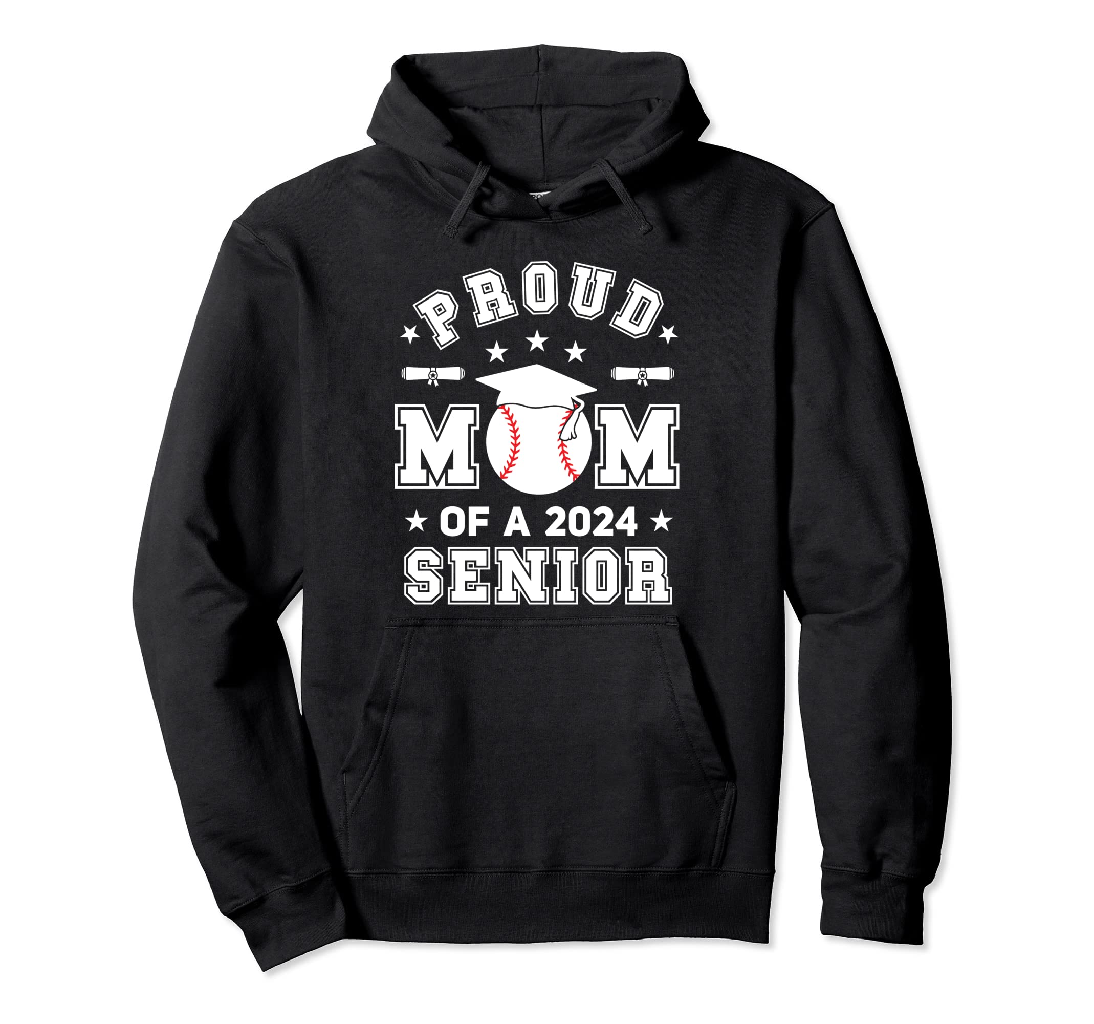 Proud Mom 2024 Senior Highschool Baseball Hoodie - Trendy Graphic Unisex - T-Shirt, Sweatshirt, Hoodie