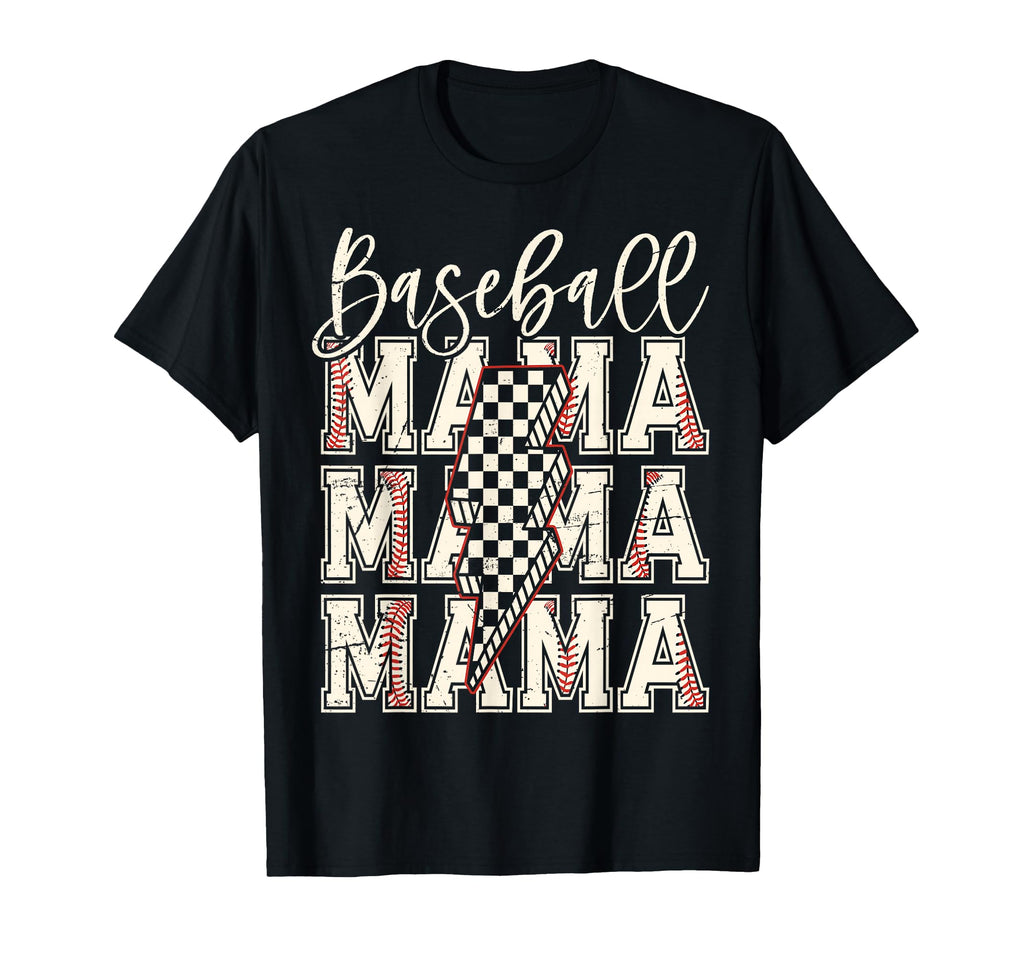 Checkered Baseball Mama Black White T-Shirt - Streetwear Style Unisex - T-Shirt, Sweatshirt, Hoodie