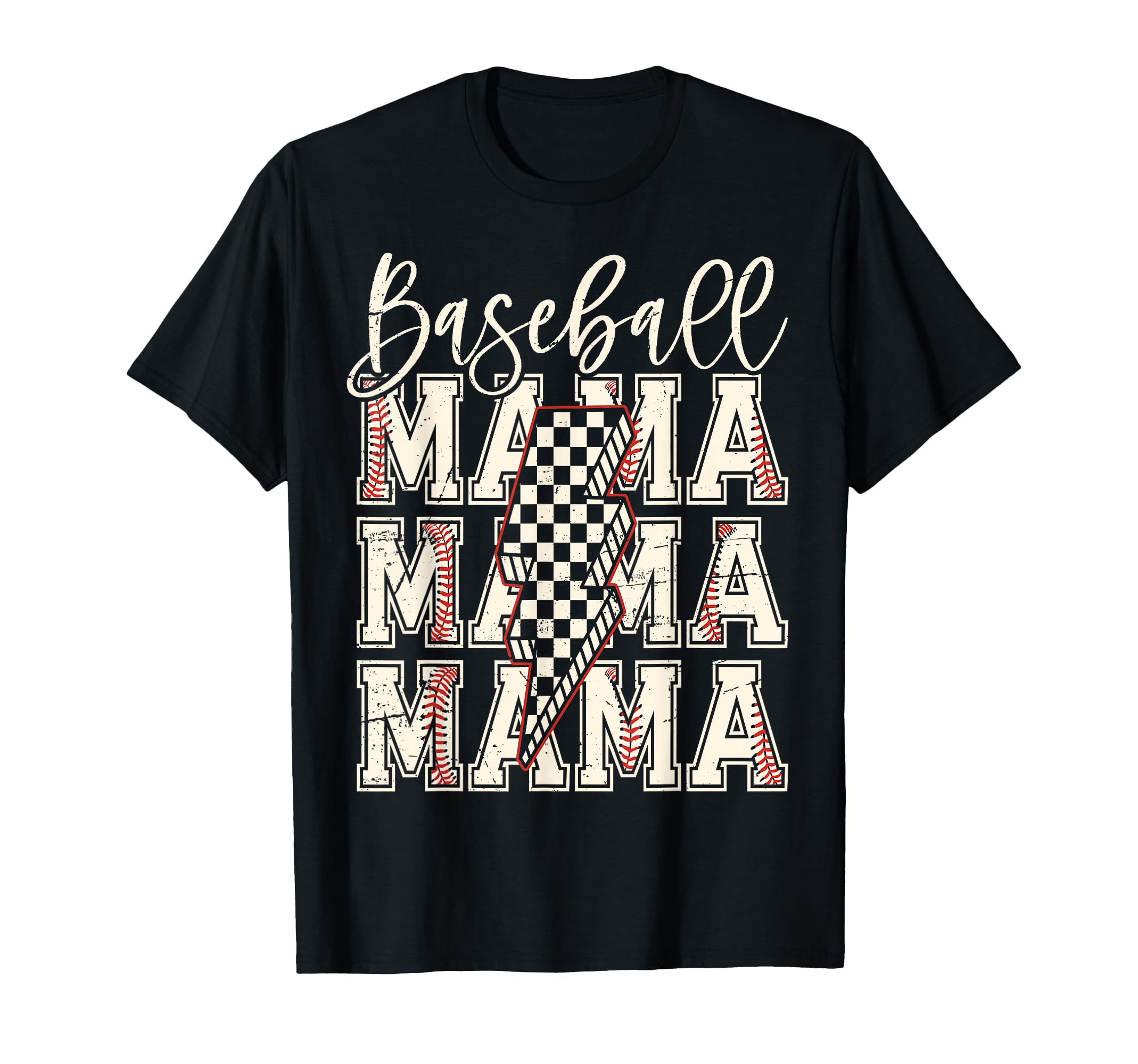 Checkered Baseball Mama Black White T-Shirt - Streetwear Style Unisex - T-Shirt, Sweatshirt, Hoodie
