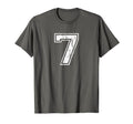 Number 7 Seven Varsity Distressed T-Shirt - Fun Novelty Design for Adults - T-Shirt, Sweatshirt, Hoodie