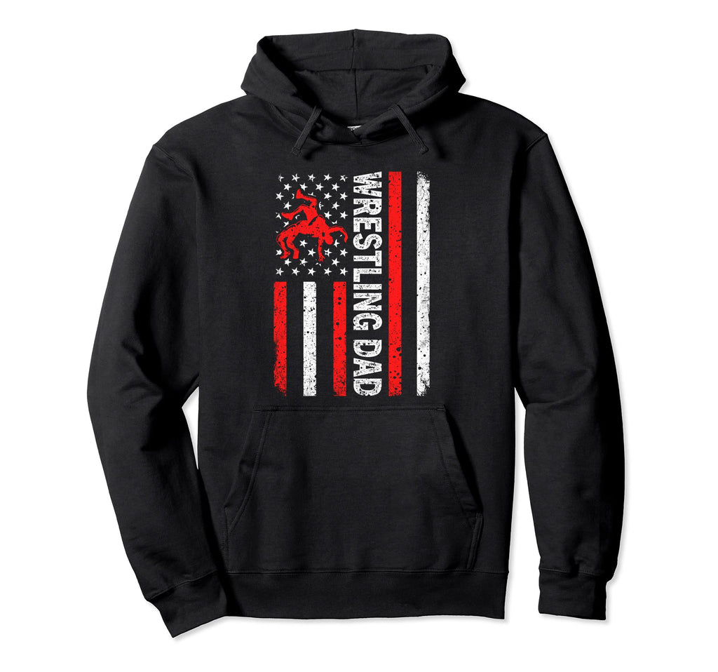 Wrestling Dad American Flag Dad Wrestling Hoodie - Graphic Print Unisex - T-Shirt, Sweatshirt, Hoodie