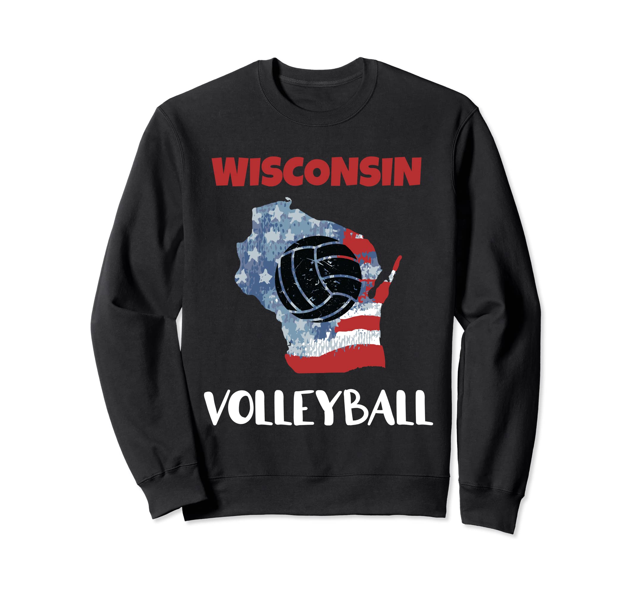 Wisconsin Volleyball Distressed Sweatshirt - Unique Graphic Unisex - T-Shirt, Sweatshirt, Hoodie