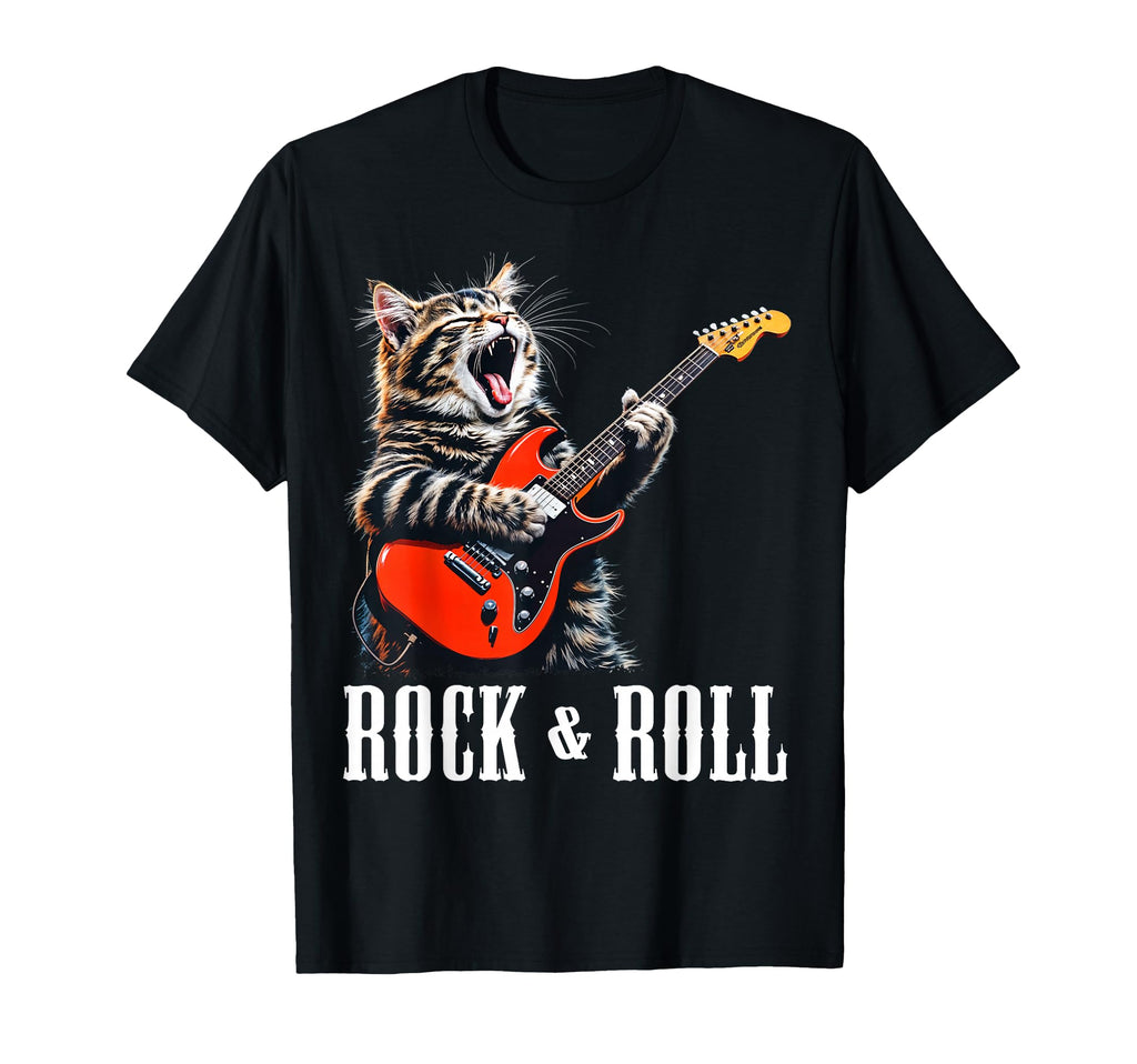 Rock Roll Guitar Cat Rock Guitarist T-Shirt - Aesthetic Graphic Men Women - T-Shirt, Sweatshirt, Hoodie