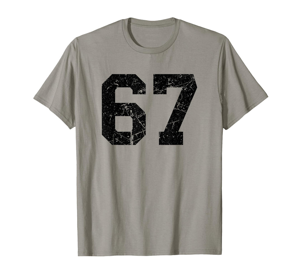 Black Distressed Sport Team Number 67 T-Shirt - Minimalist Print Unisex - T-Shirt, Sweatshirt, Hoodie