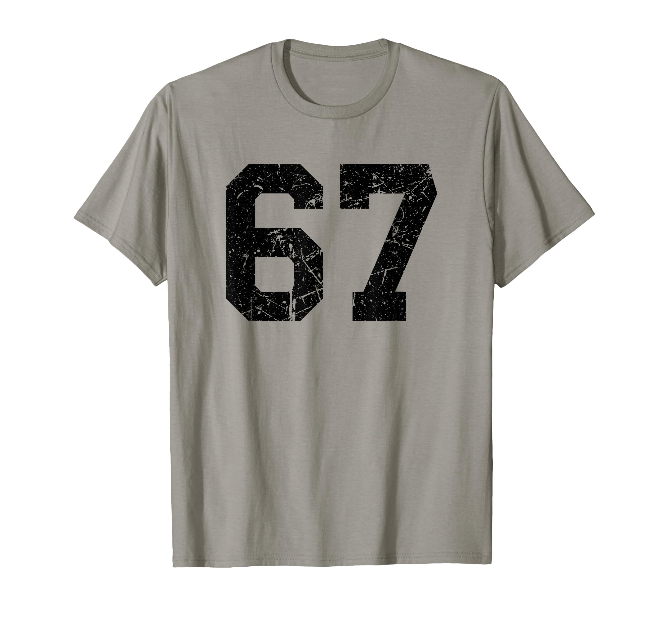 Black Distressed Sport Team Number 67 T-Shirt - Minimalist Print Unisex - T-Shirt, Sweatshirt, Hoodie