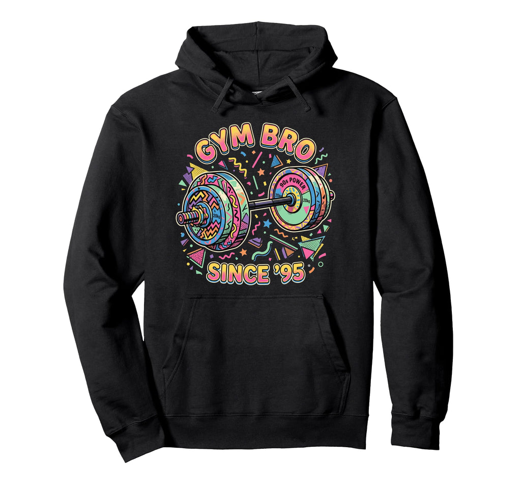 Gym Bro Since 95 Barbell 90S Memphis Hoodie - Minimalist Print Unisex - T-Shirt, Sweatshirt, Hoodie