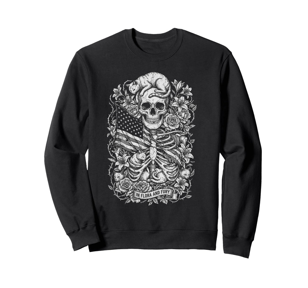 Skull Cat Skeleton Kitty Kitten Sweatshirt - Aesthetic Graphic Men Women - T-Shirt, Sweatshirt, Hoodie