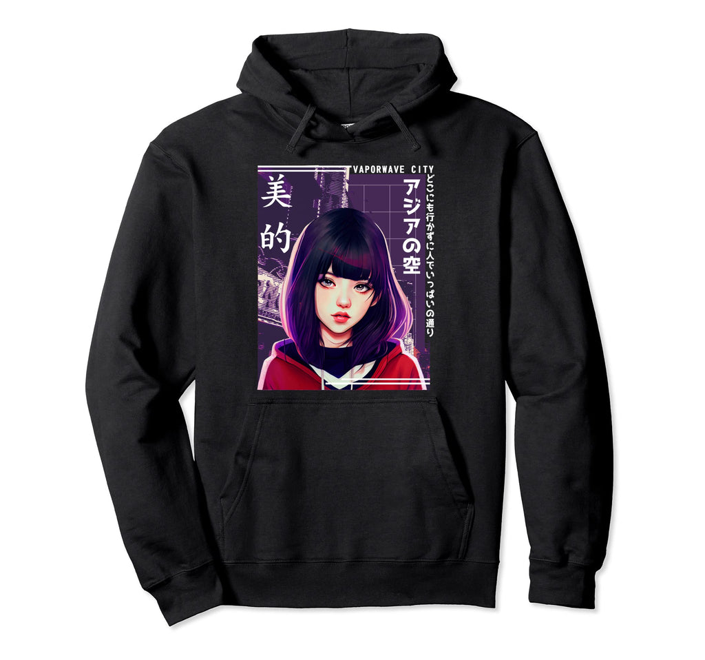 Cyberpop Vaporwave Anime Japanese City Hoodie - Graphic Print for Adults - T-Shirt, Sweatshirt, Hoodie