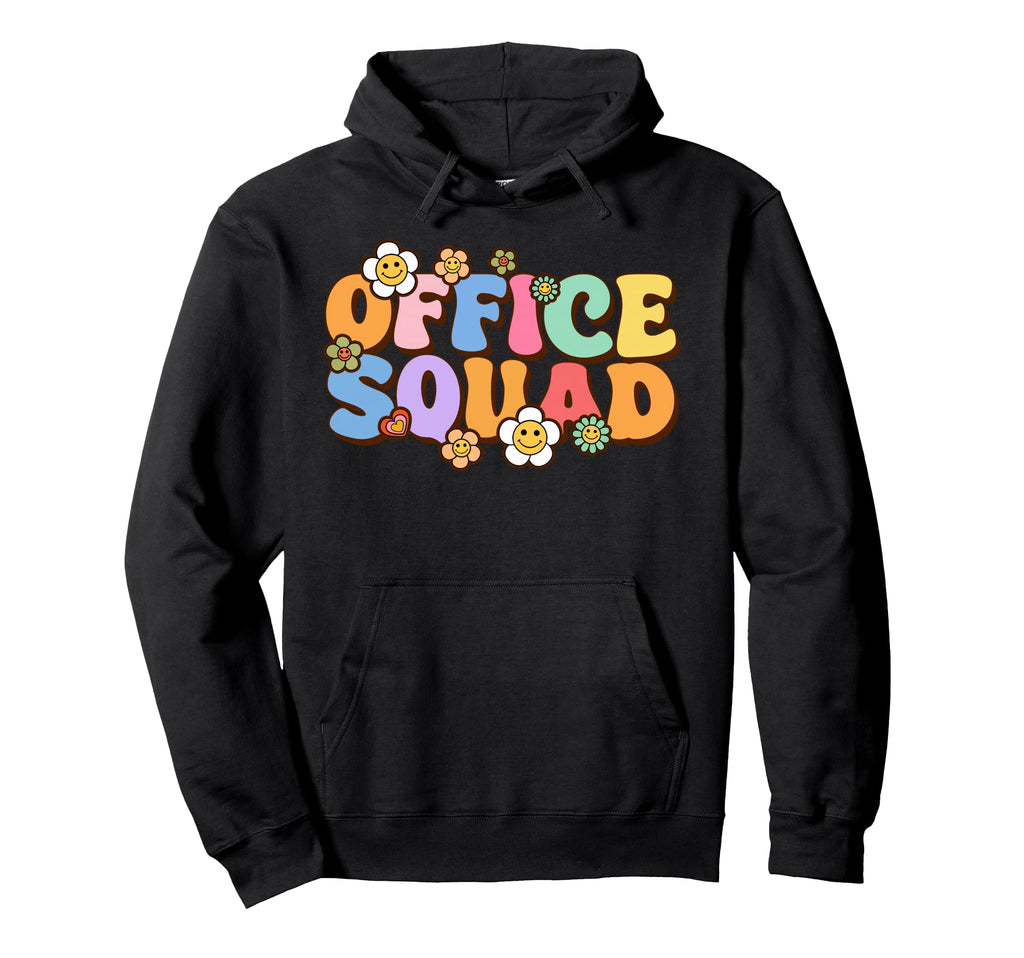 Office Squad Groovy Happy Flower Hoodie - Novelty Apparel Unisex - T-Shirt, Sweatshirt, Hoodie