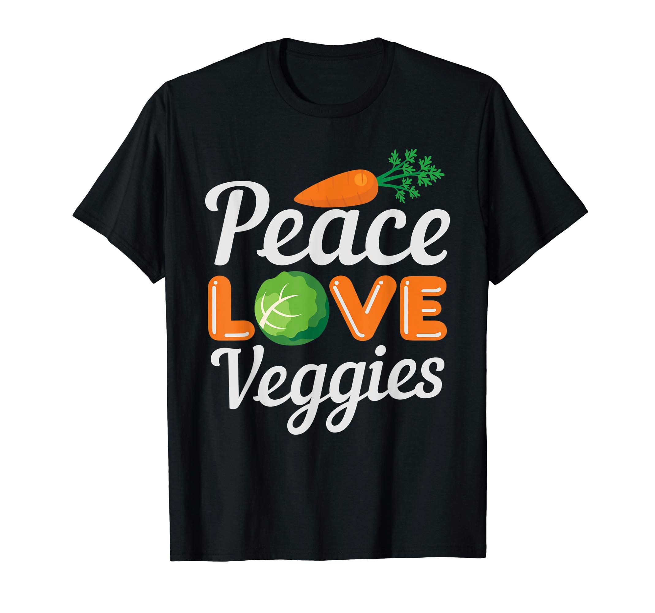 Peace Love Veggies Vegetarian Vegan Gift T-Shirt - Custom Art Print Unisex - T-Shirt, Sweatshirt, Hoodie