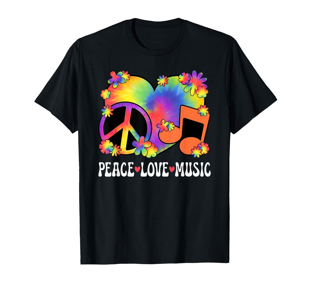 Peace Love Music Lover 60S 70S Hippie T-Shirt - Custom Art Print Unisex - T-Shirt, Sweatshirt, Hoodie