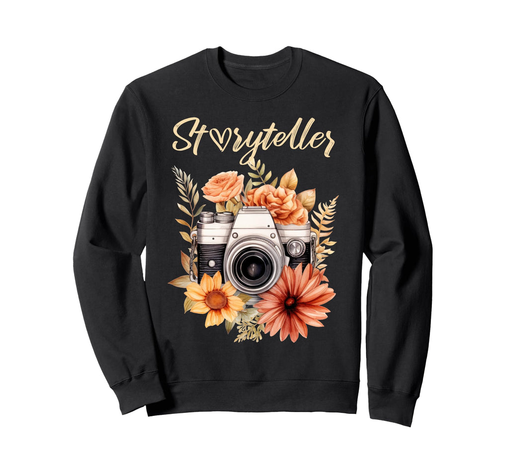 Photographer Storyteller Camera Floral Sweatshirt - Unique Graphic Unisex - T-Shirt, Sweatshirt, Hoodie