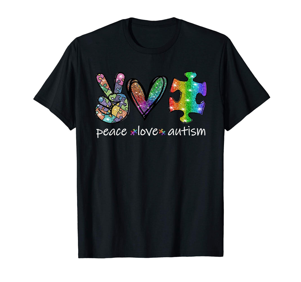 Autism Awareness Peace Love Autism T-Shirt - Custom Art Print Unisex - T-Shirt, Sweatshirt, Hoodie