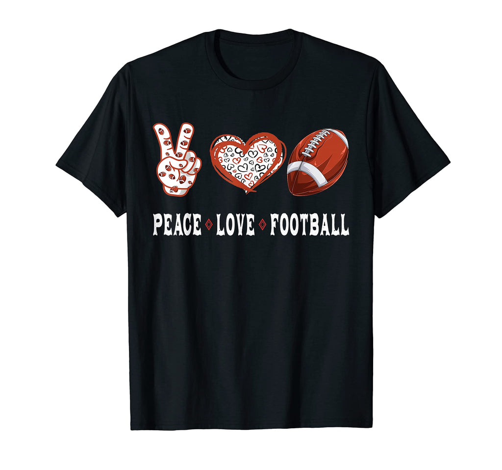 Football Lovers Player Fans Peace Love T-Shirt - Novelty Apparel Men Women - T-Shirt, Sweatshirt, Hoodie